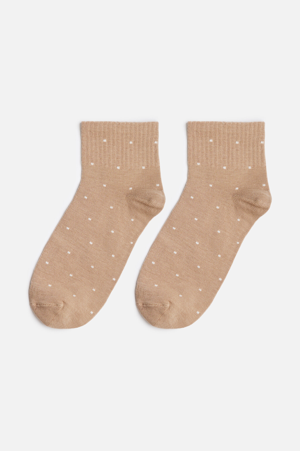 Носки короткие хлопковые в мелкий горошек - цвет бежевый - 1