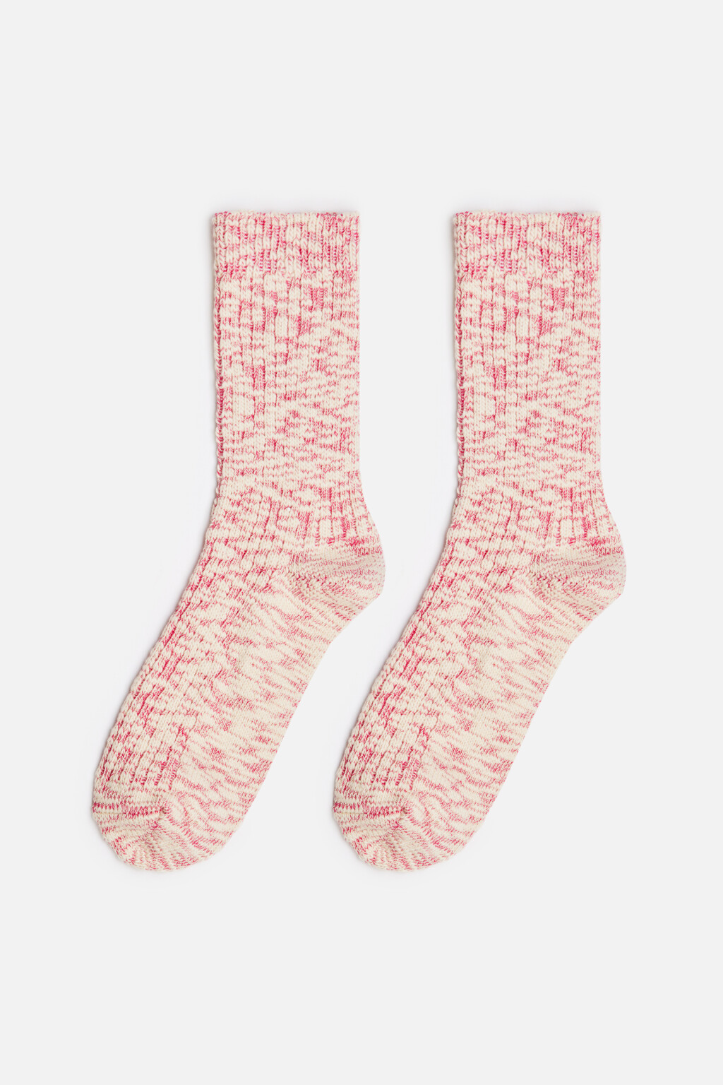 Носки высокие теплые с узором - цвет розовый - 1