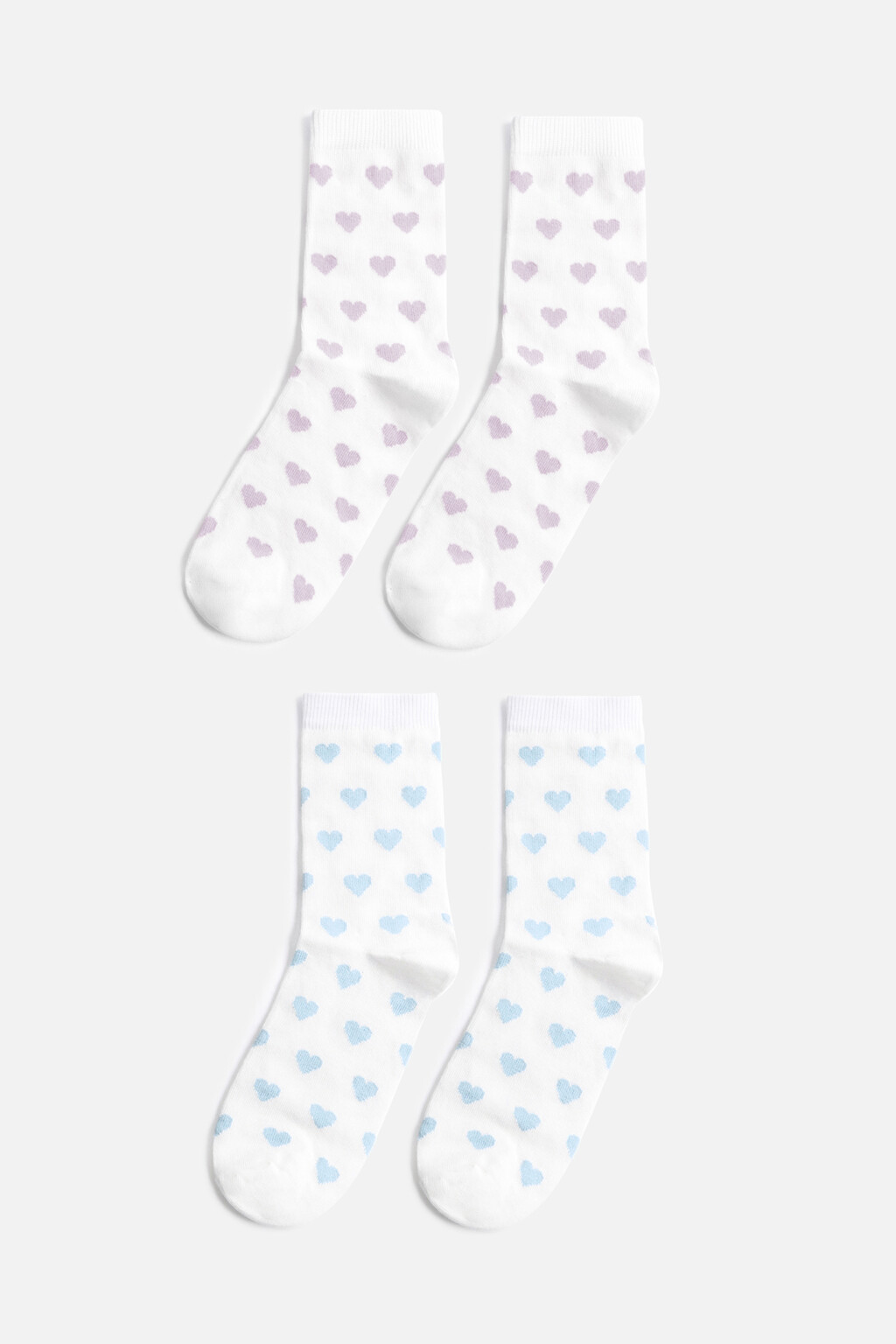 Набор носков высоких с сердечками (2 пары) - цвет голубой - 1