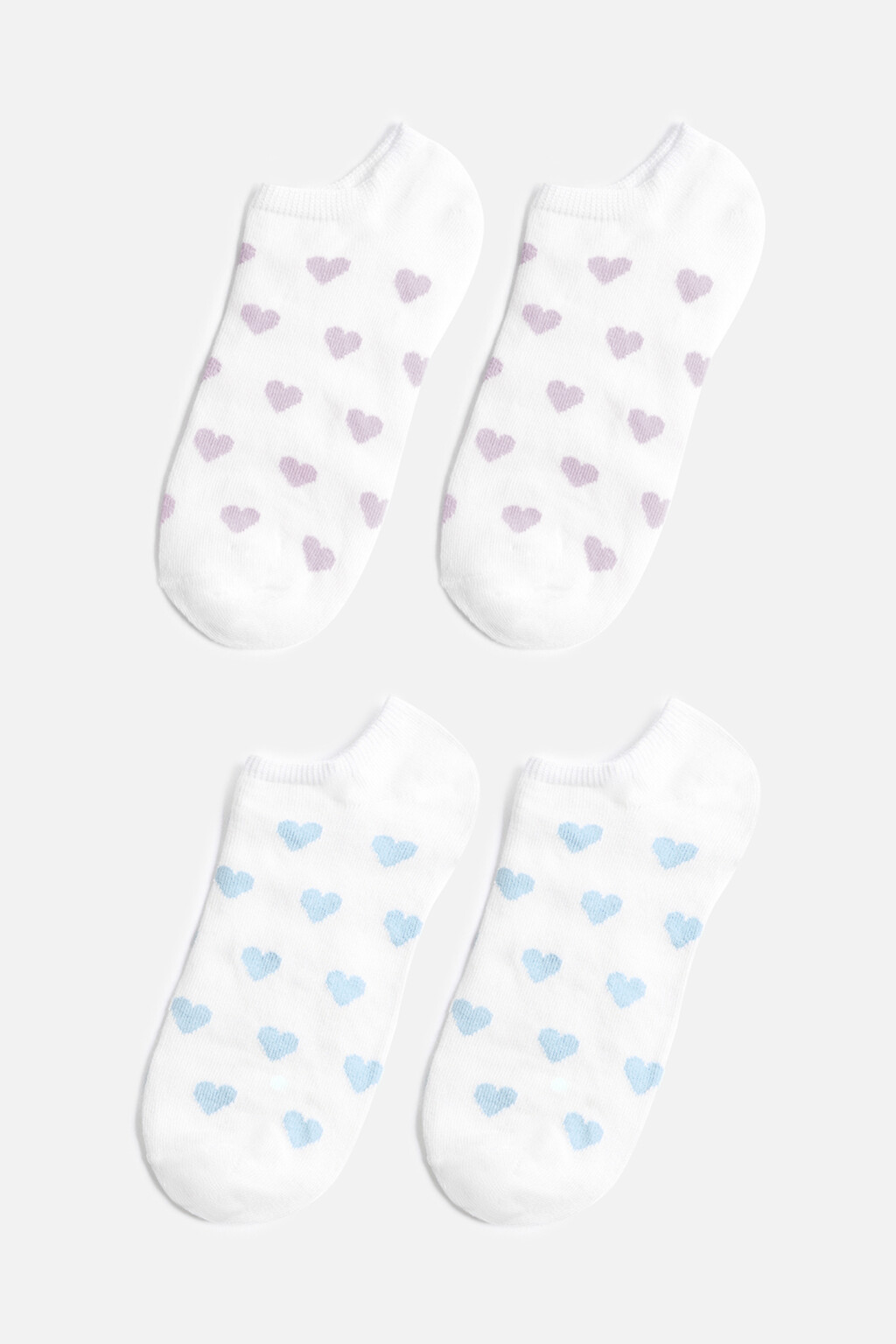 Набор носков коротких с сердечками (2 пары) - цвет голубой - 1