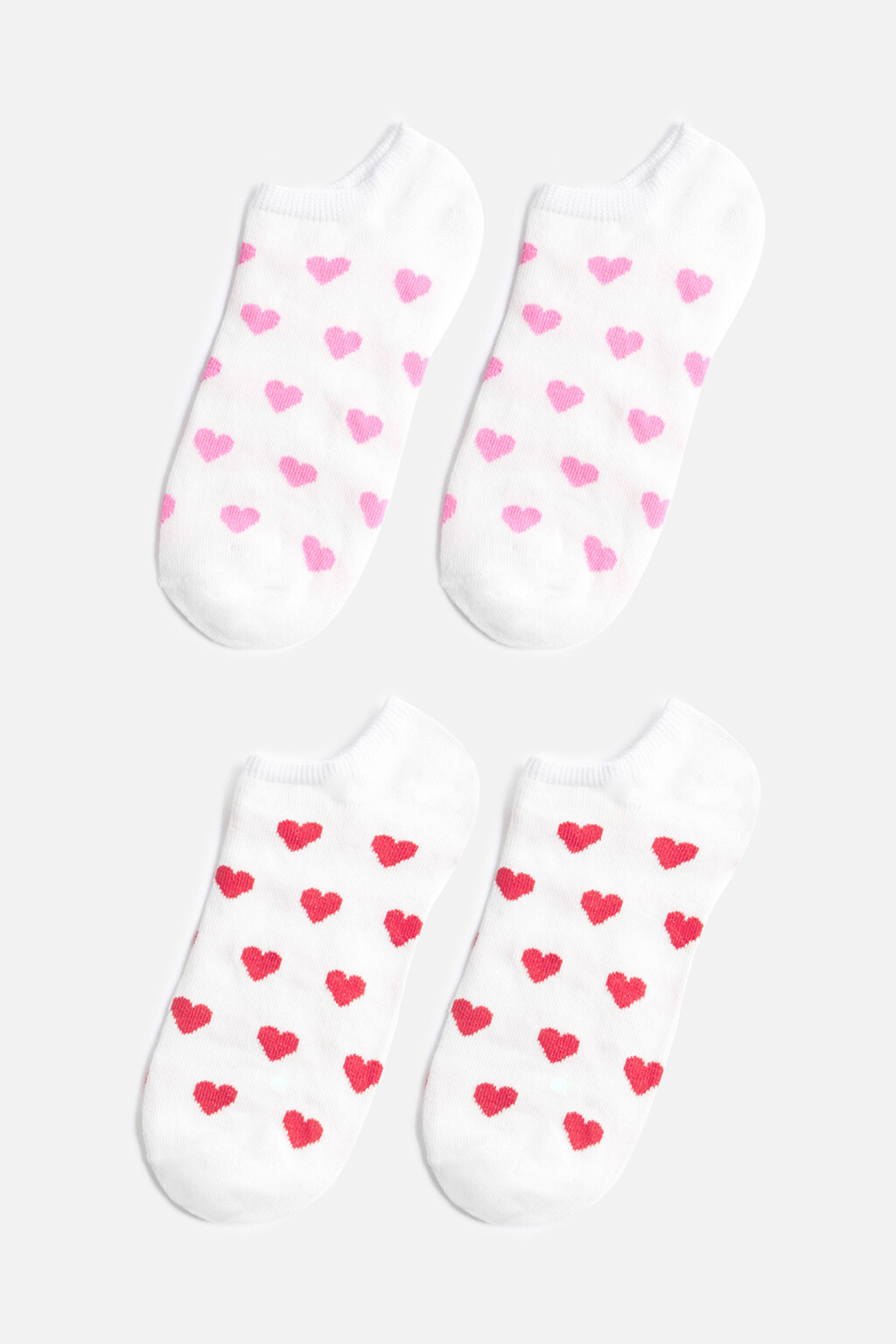 Набор носков коротких с сердечками (2 пары) - цвет красный - 1