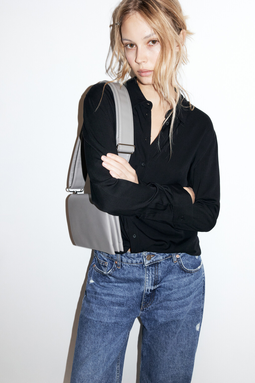 Сумка-клатч со съемным ремнем - цвет серый - 2