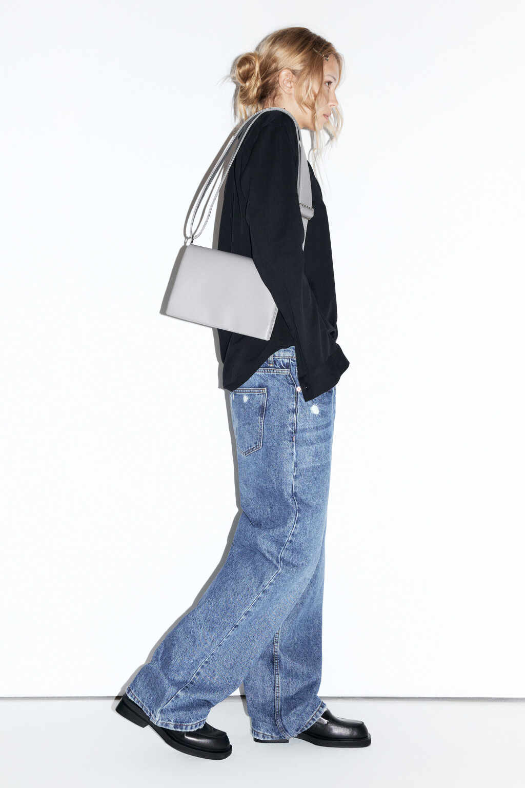 Сумка-клатч со съемным ремнем - цвет серый - 1