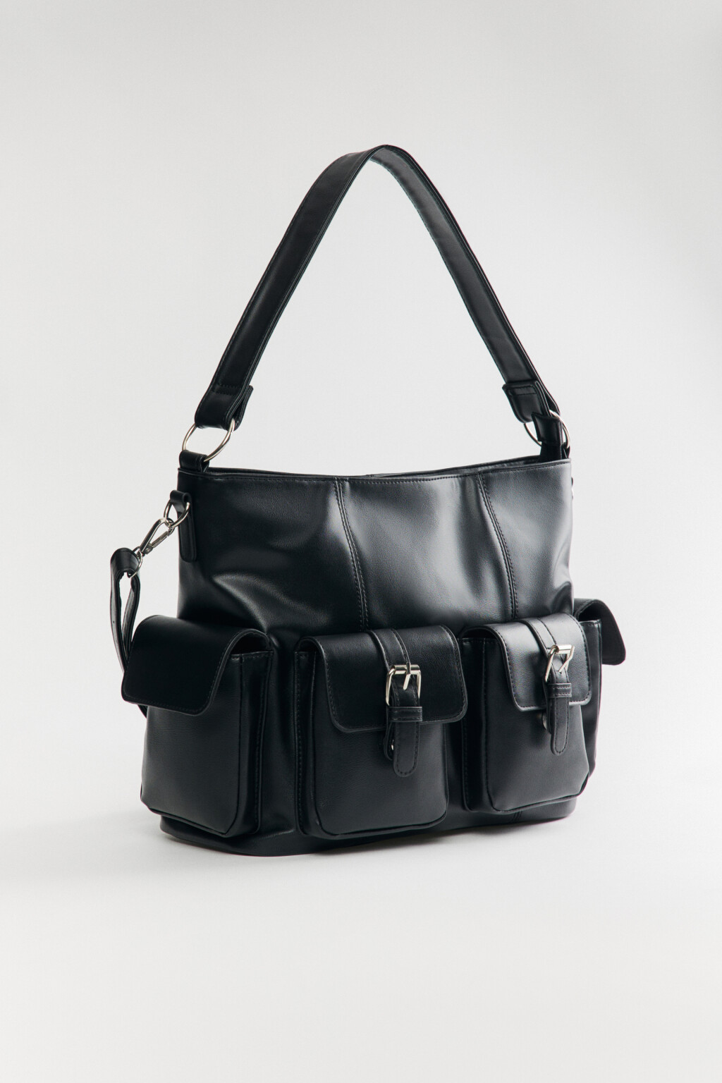 Сумка на плечо с наружными карманами - цвет черный - 2