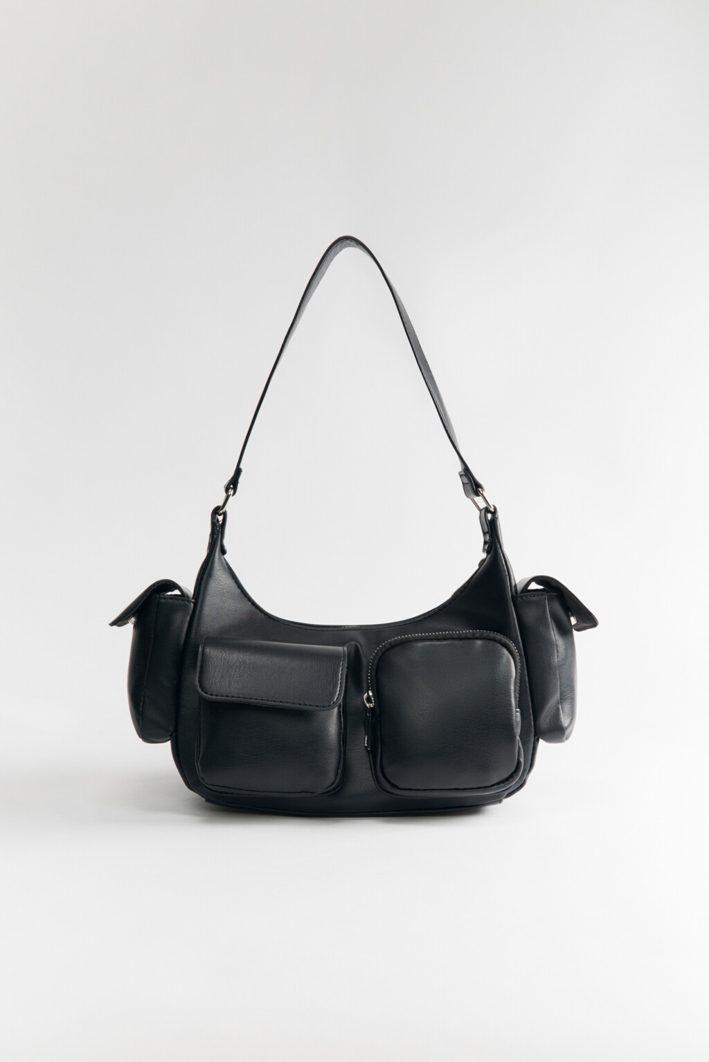 Сумка на плечо с наружными карманами - цвет черный - 1