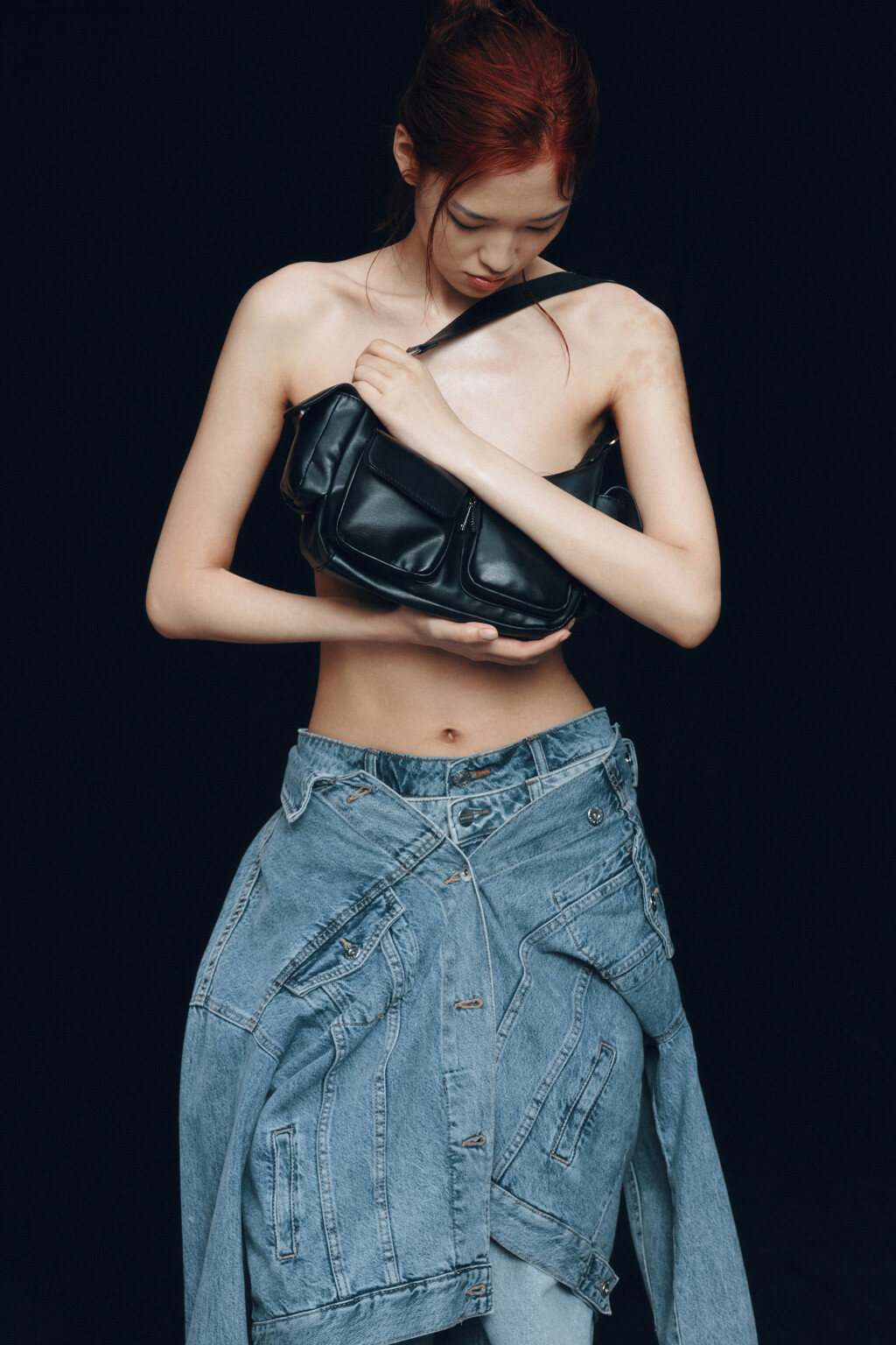 Сумка на плечо с наружными карманами - цвет черный - 7