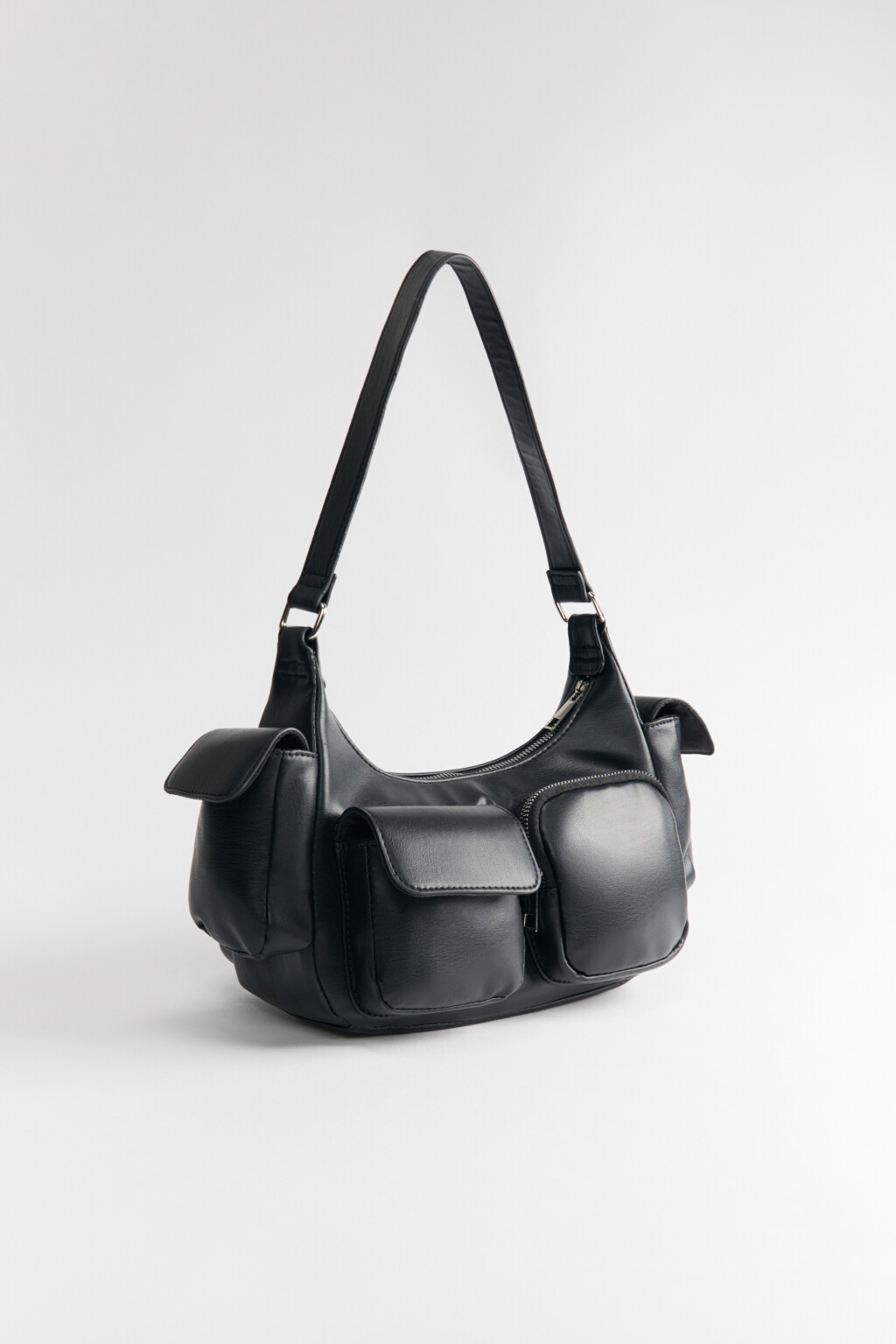 Сумка на плечо с наружными карманами - цвет черный - 2