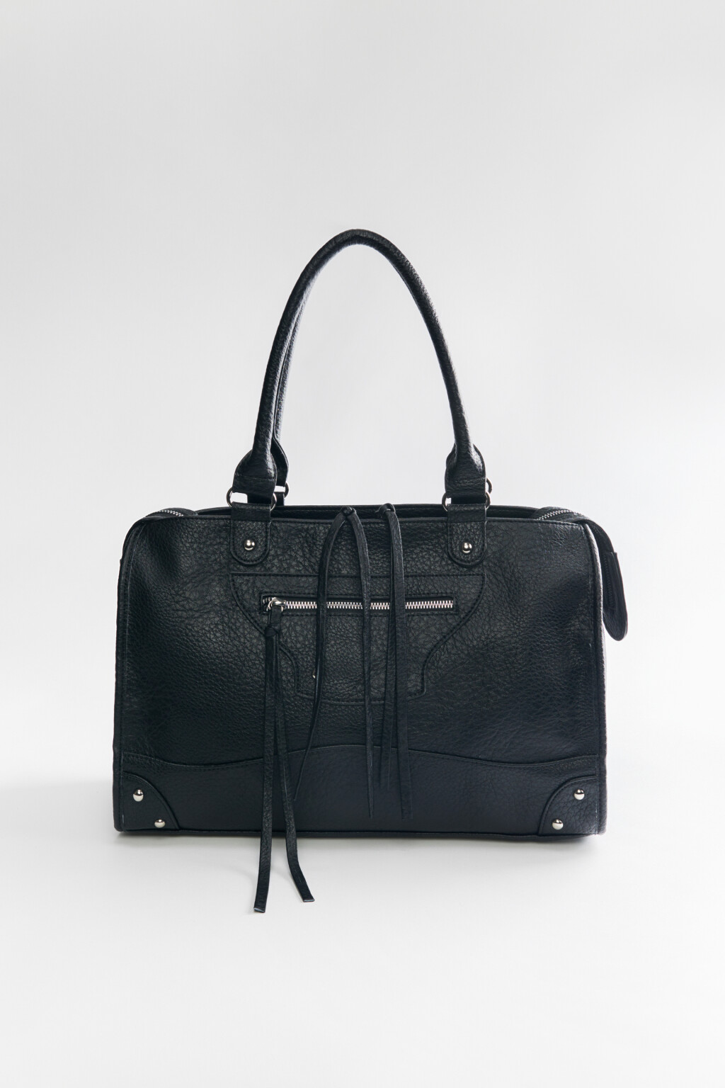 Сумка на руку из искусственной кожи - цвет черный - 1