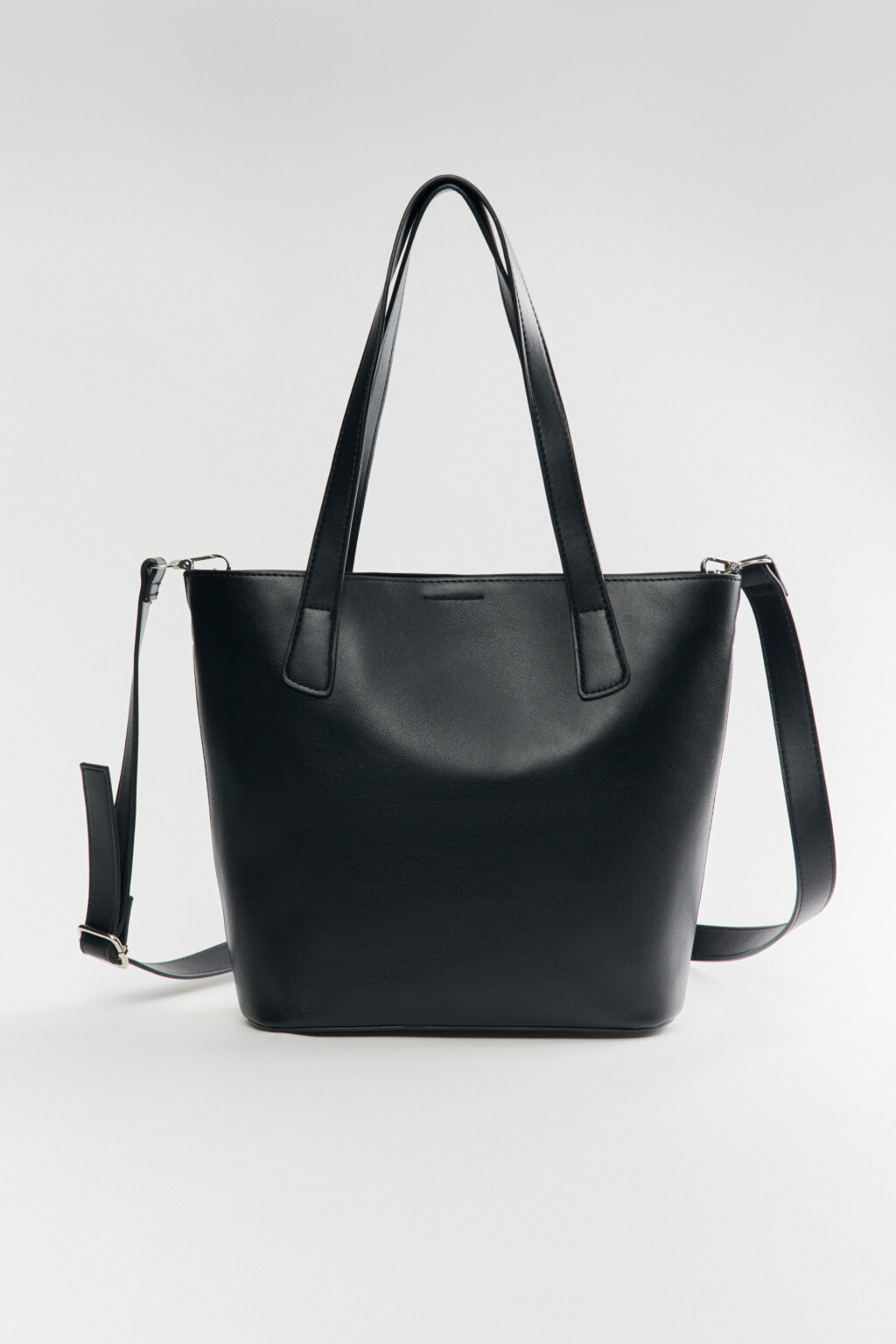 Сумка-тоут с ремнем на плечо и ручками - цвет черный - 4