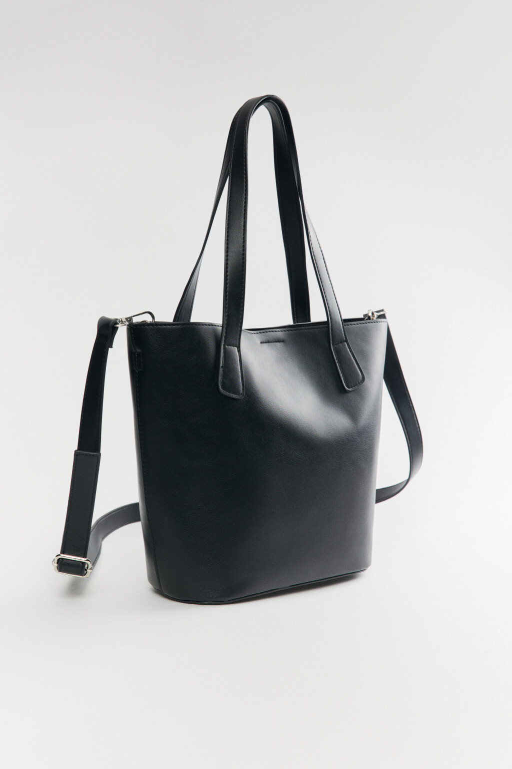 Сумка-тоут с ремнем на плечо и ручками - цвет черный - 5