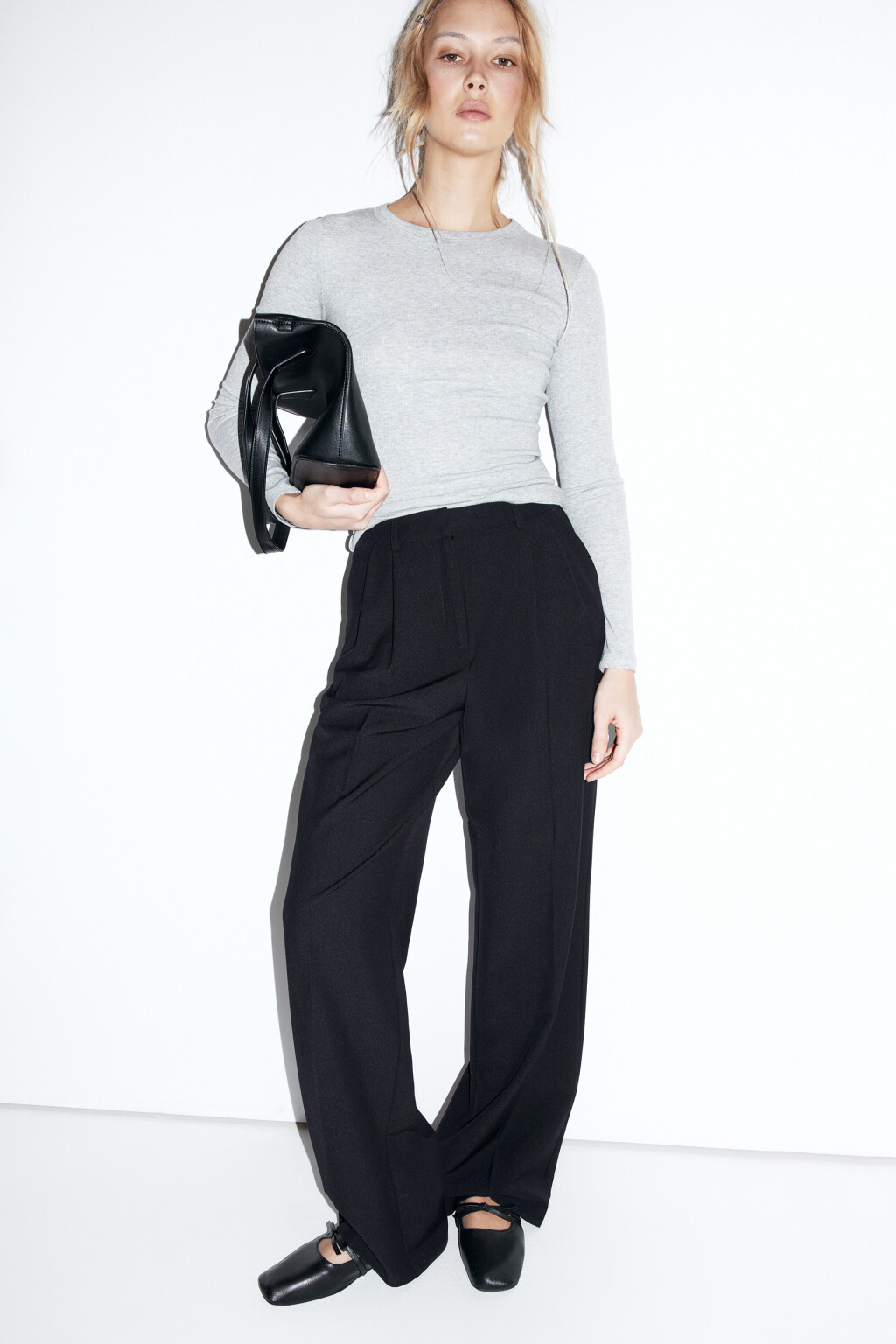 Сумка-тоут с ремнем на плечо и ручками - цвет черный - 2