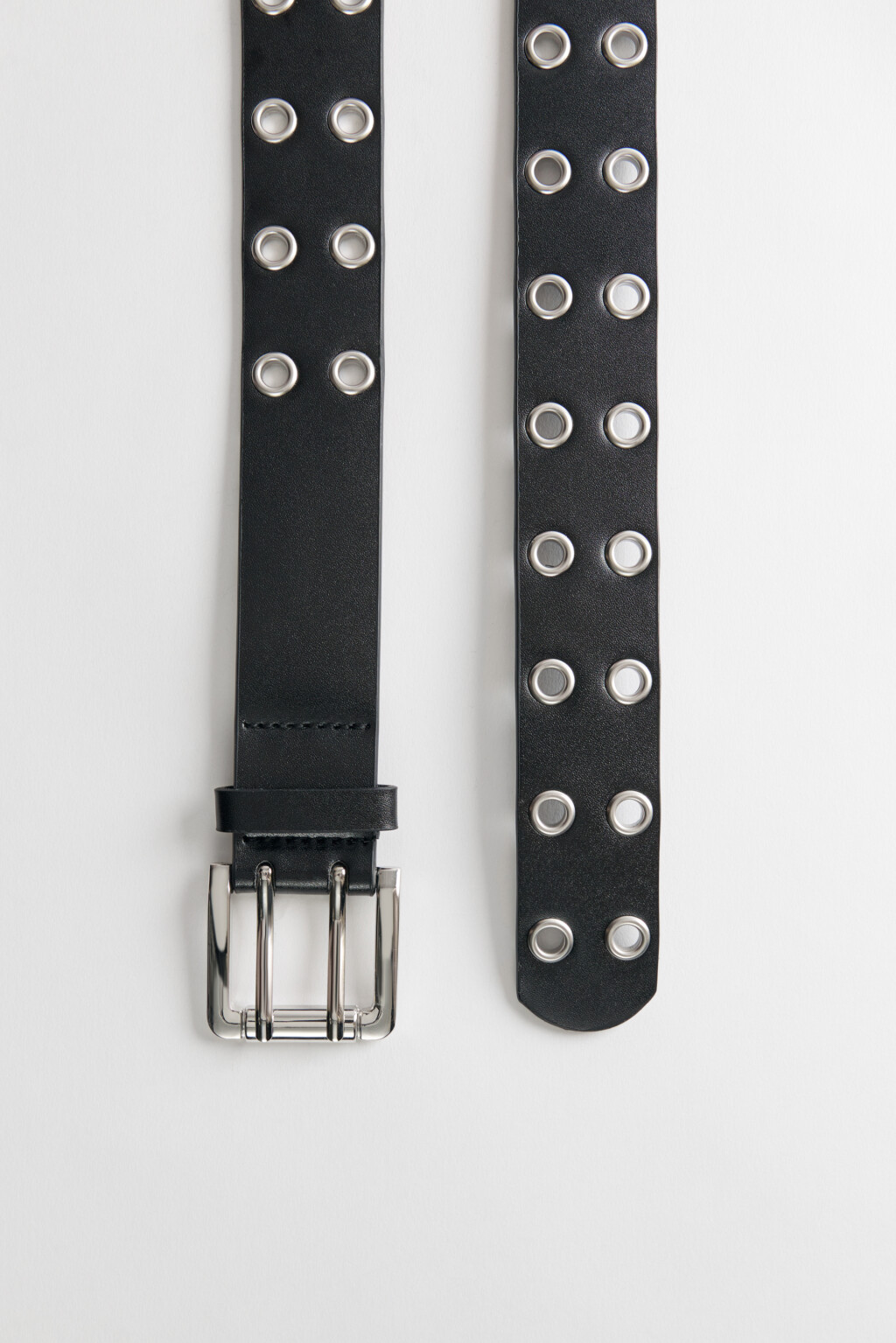 Ремень с двойным рядом люверсов - цвет черный - 2