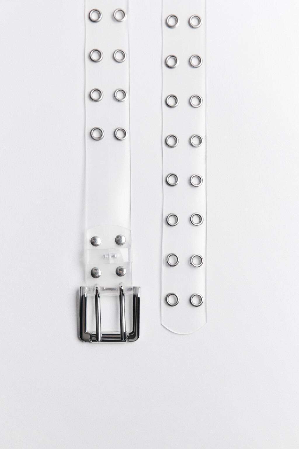 Ремень прозрачный с металлическими люверсами - цвет белый - 2