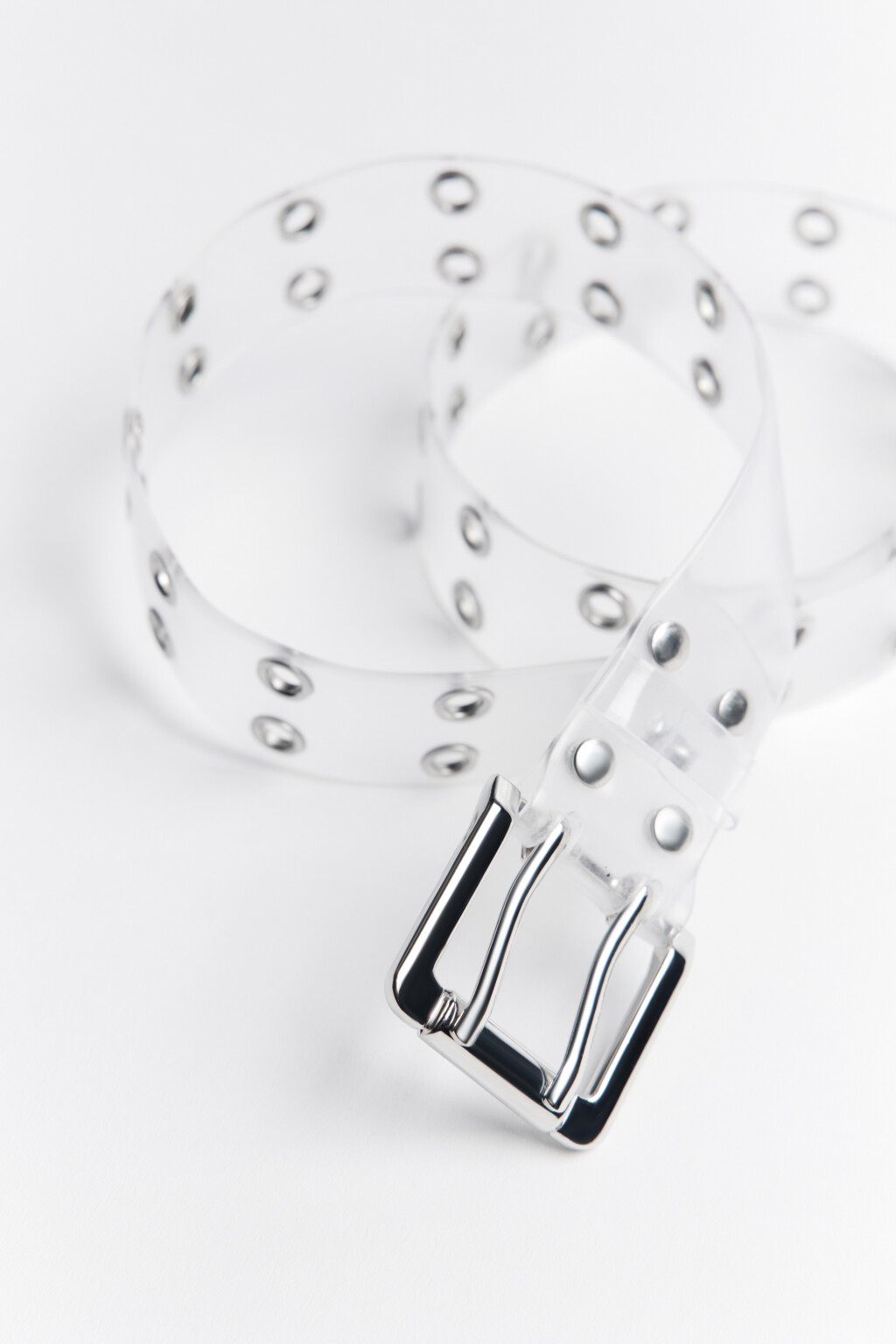 Ремень прозрачный с металлическими люверсами - цвет белый - 3