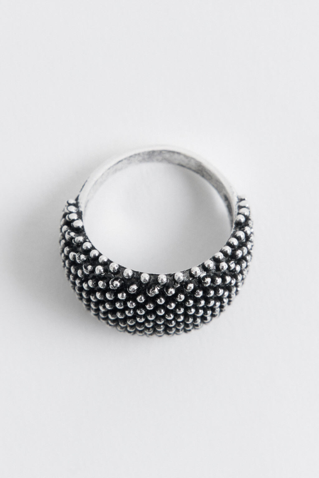 Кольцо массивное серебристое - цвет серый - 4