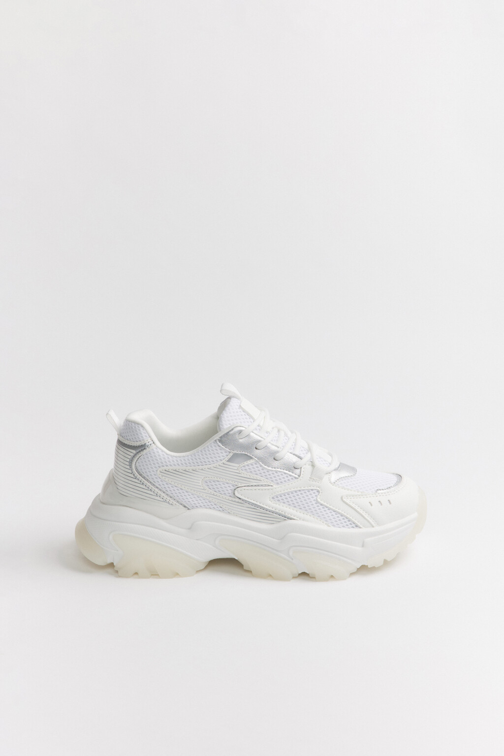 Кроссовки на высокой подошве - цвет белый - 1