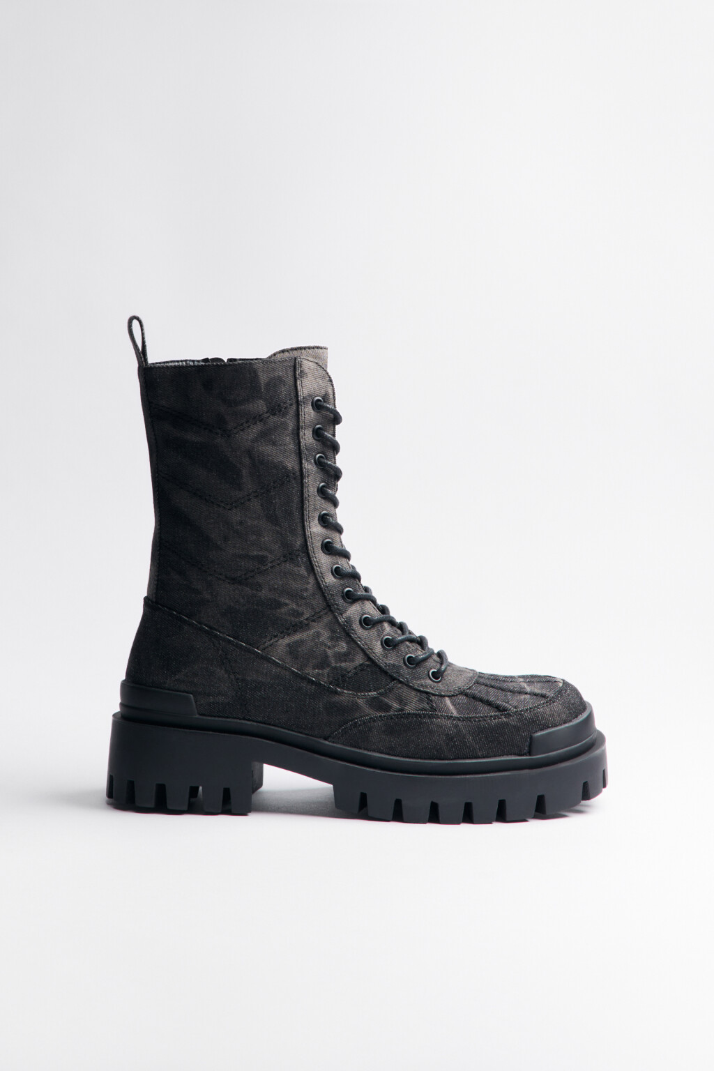 Ботинки высокие текстильные с принтом тай-дай - цвет серый - 1