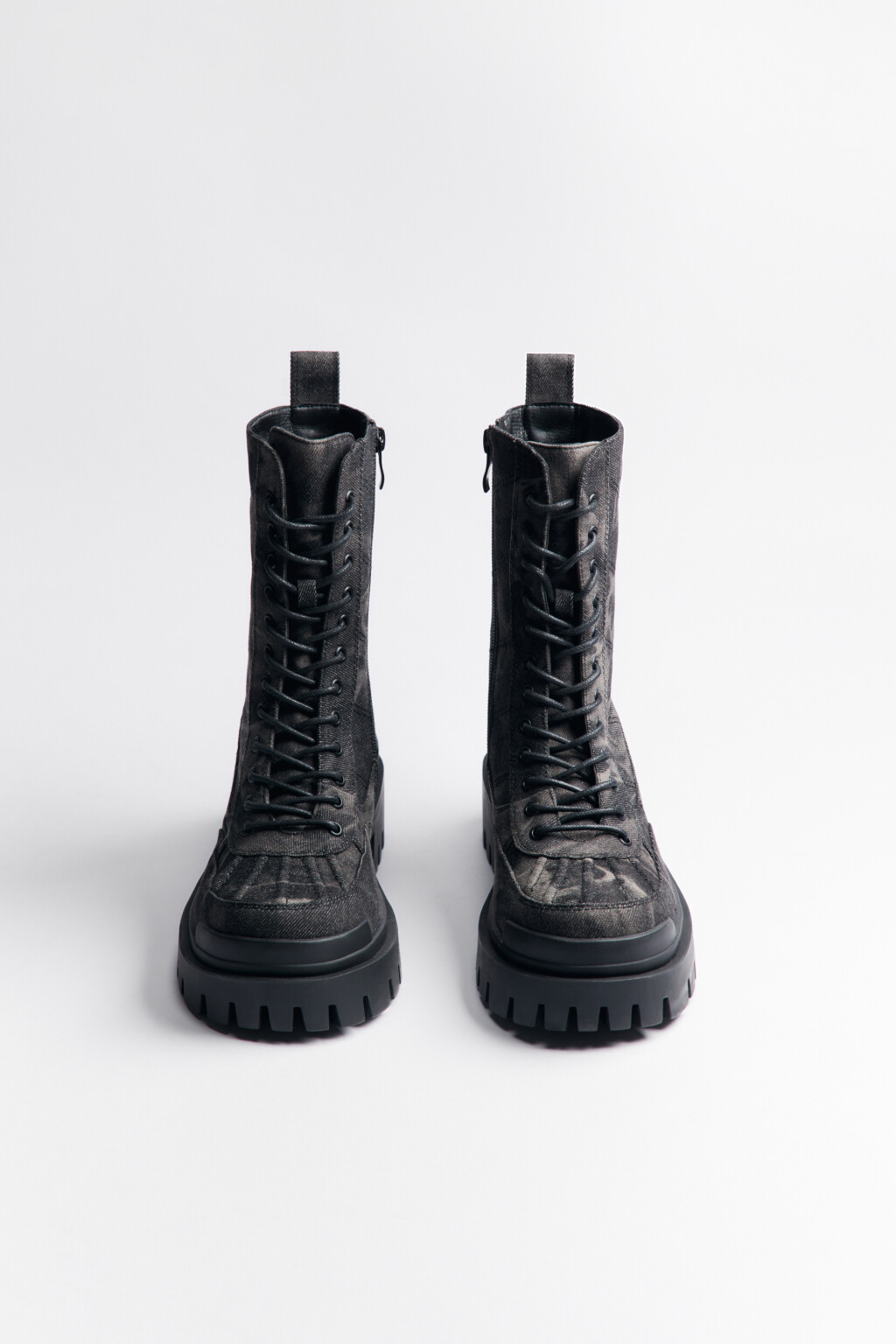 Ботинки высокие текстильные с принтом тай-дай - цвет серый - 2