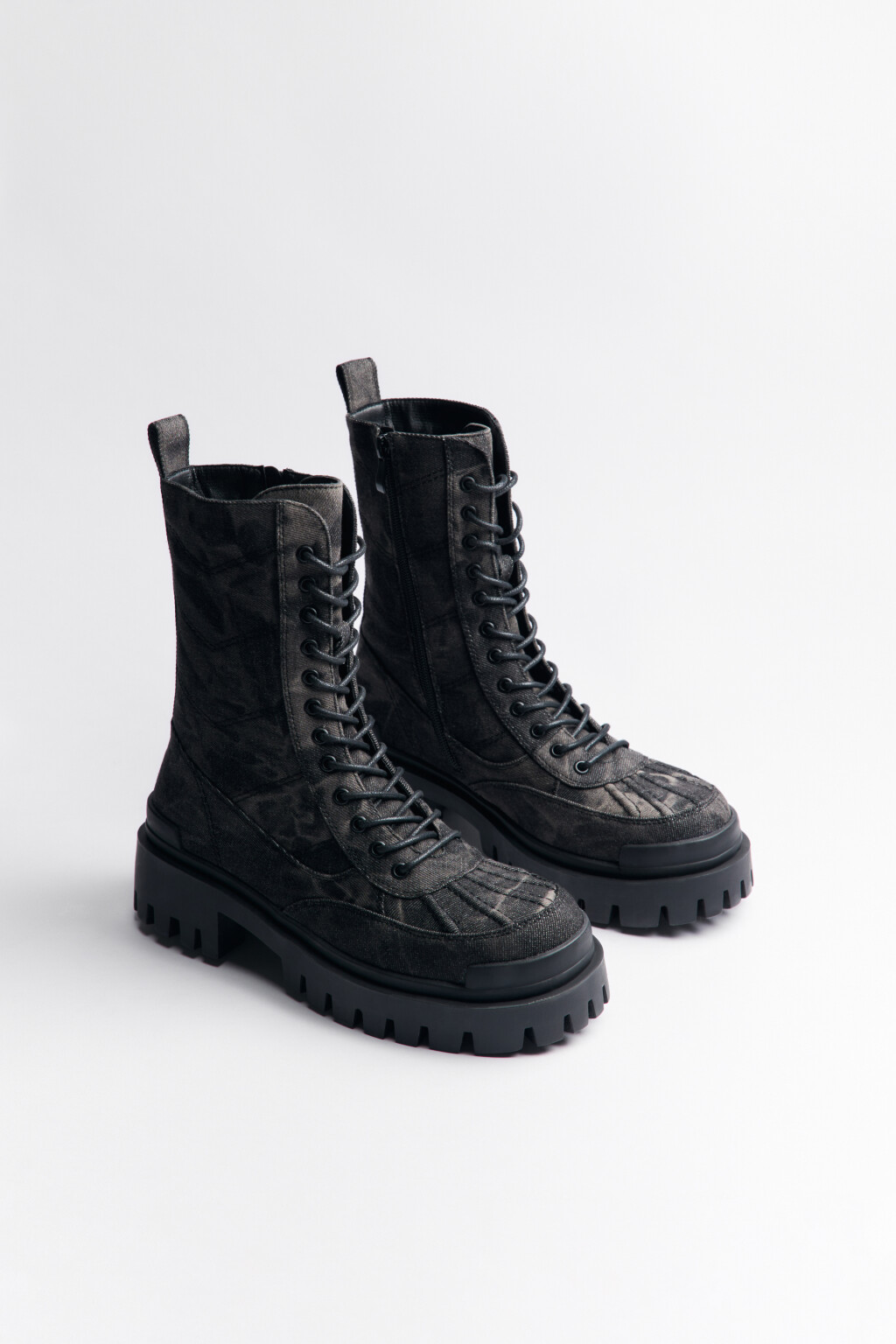 Ботинки высокие текстильные с принтом тай-дай - цвет серый - 3