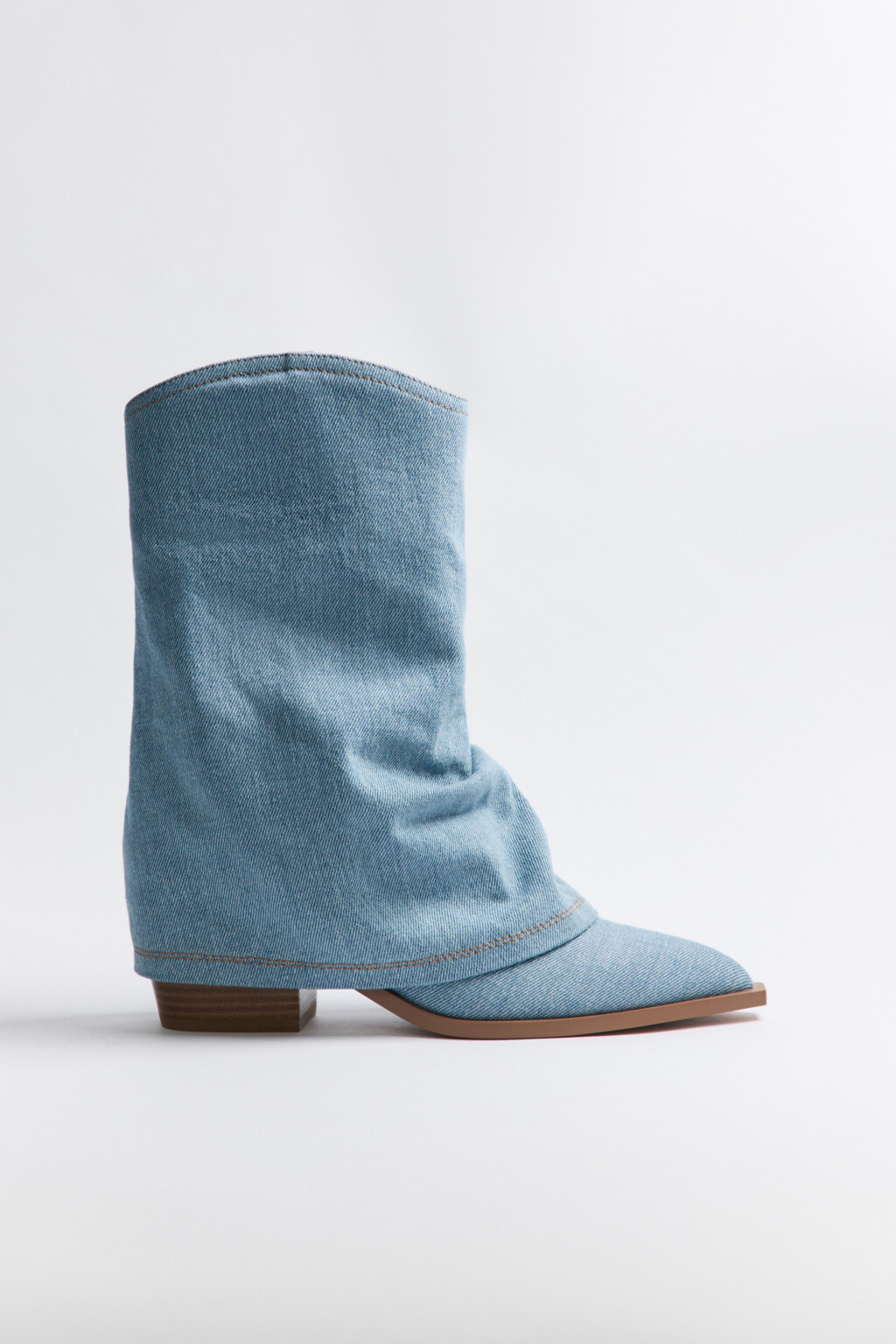 Полусапоги-казаки из денима - цвет синий - 3