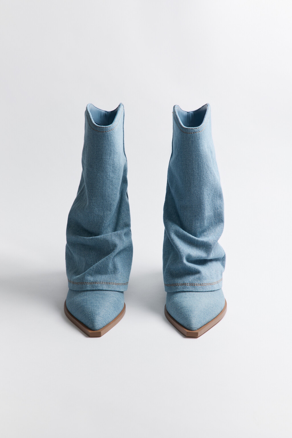 Полусапоги-казаки из денима - цвет синий - 4