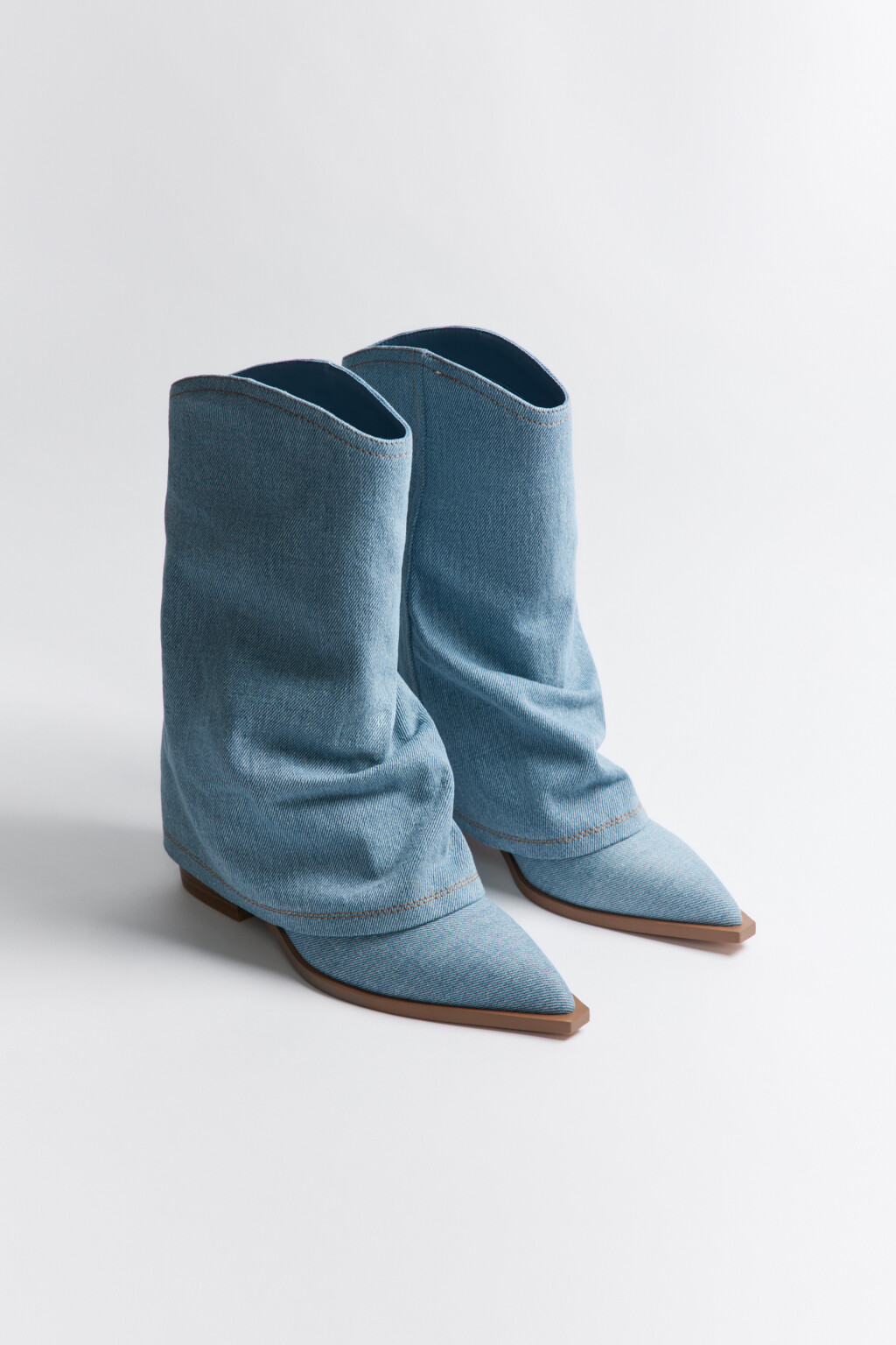 Полусапоги-казаки из денима - цвет синий - 5