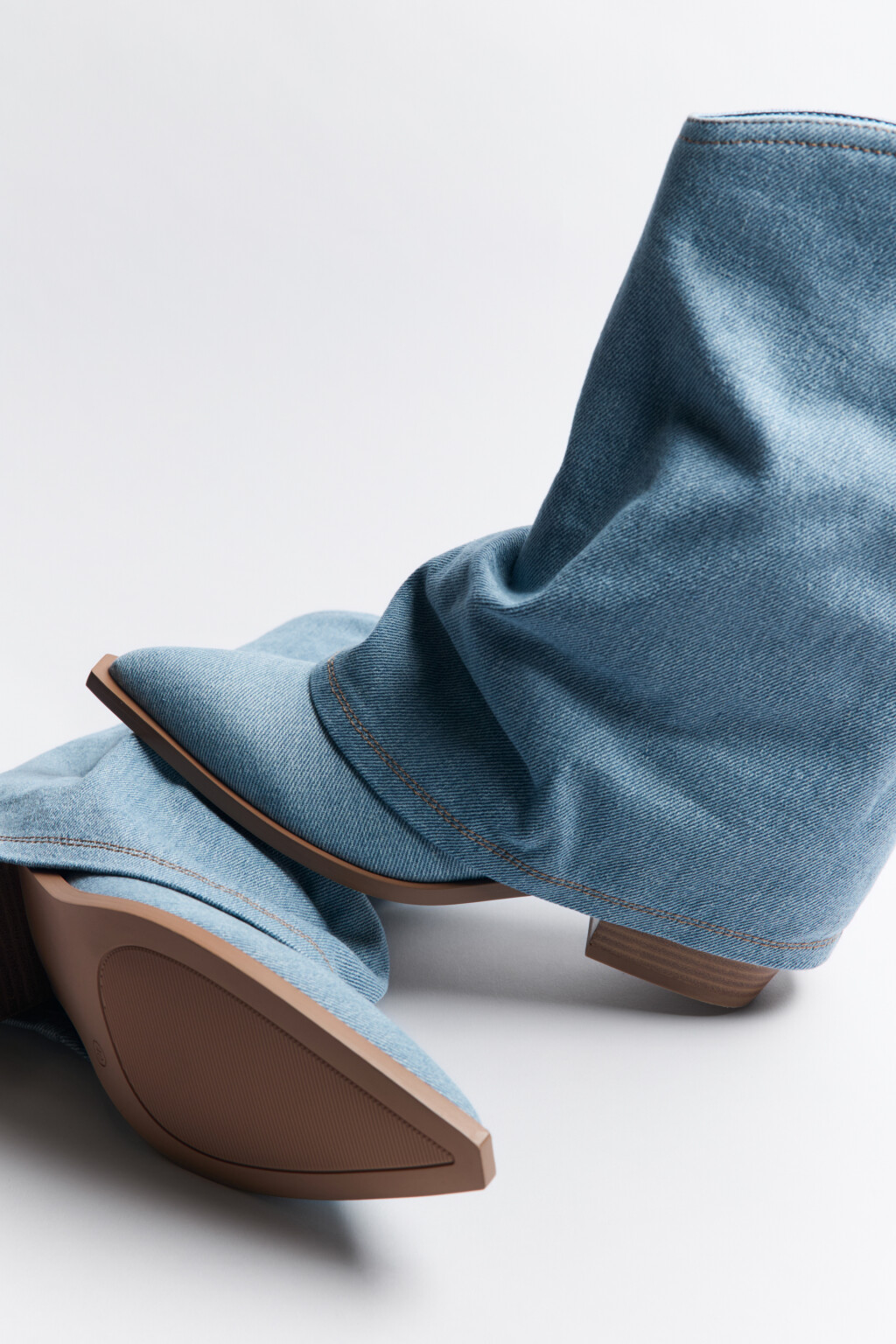Полусапоги-казаки из денима - цвет синий - 7