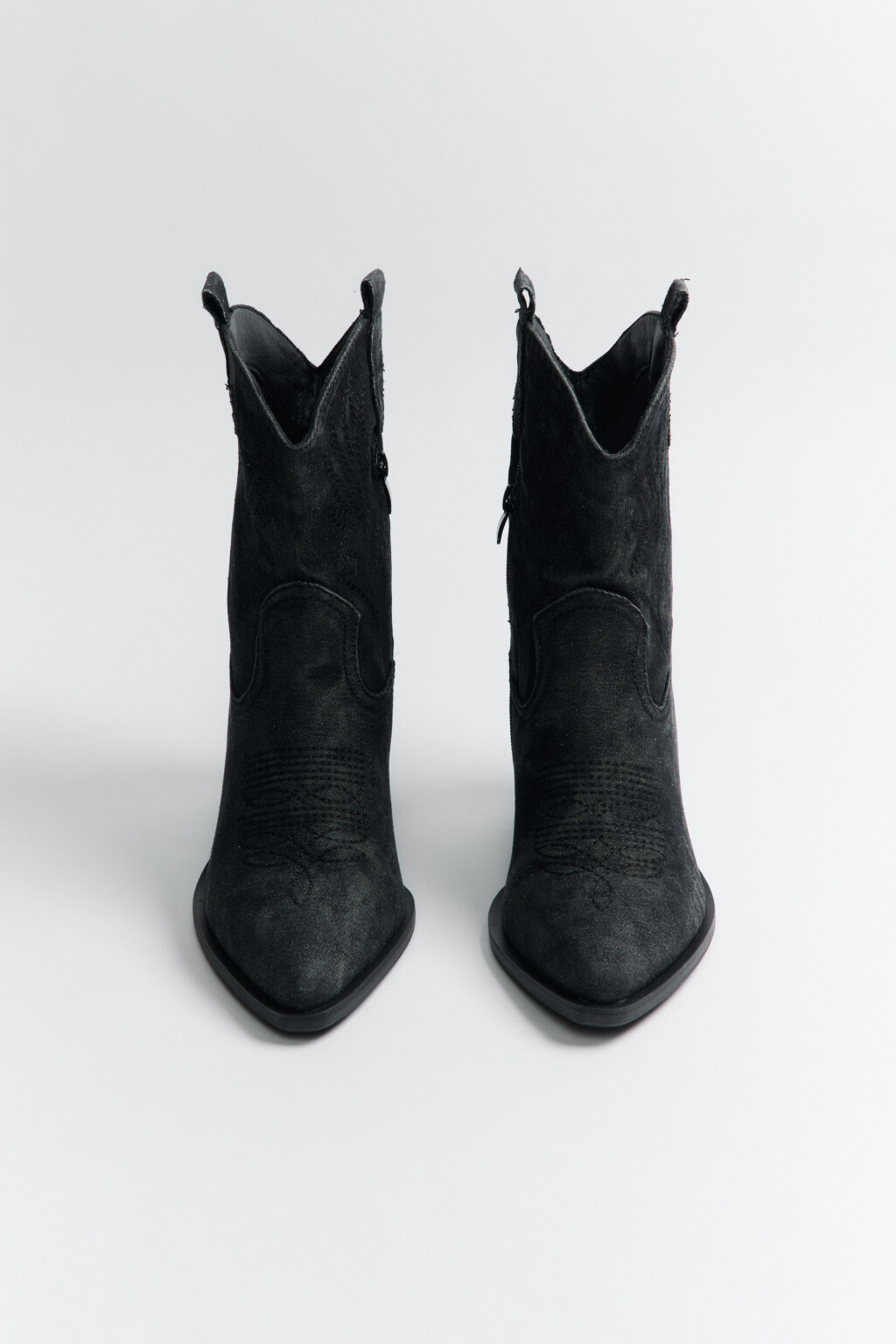 Ботинки-казаки из денима со стиркой - цвет серый - 3