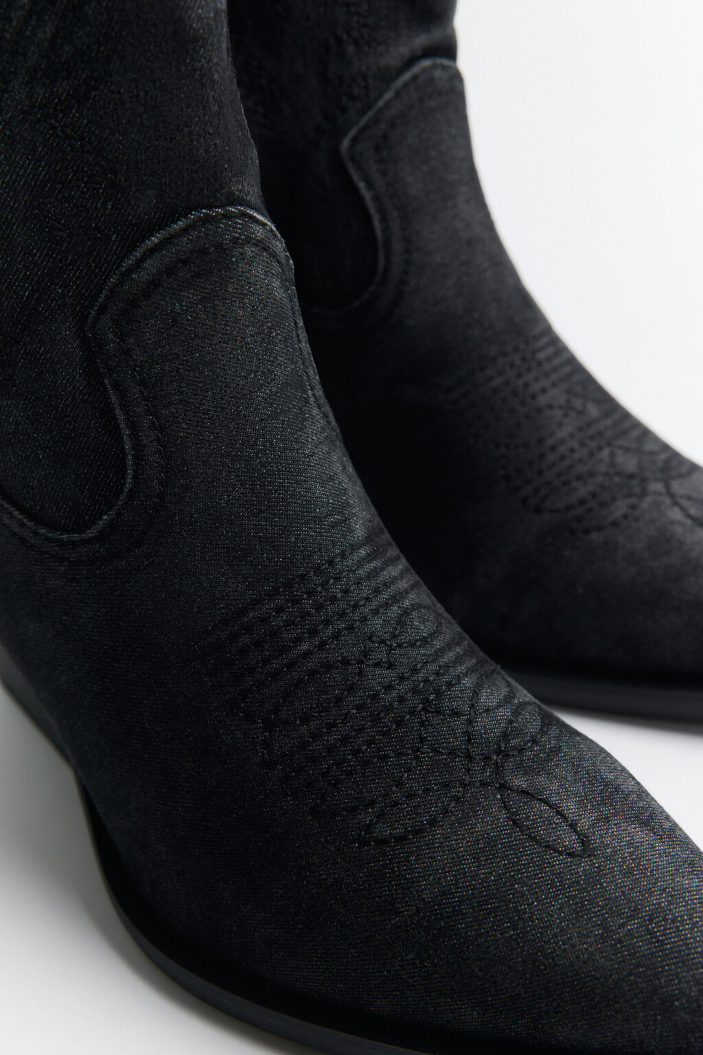 Ботинки-казаки из денима со стиркой - цвет серый - 6