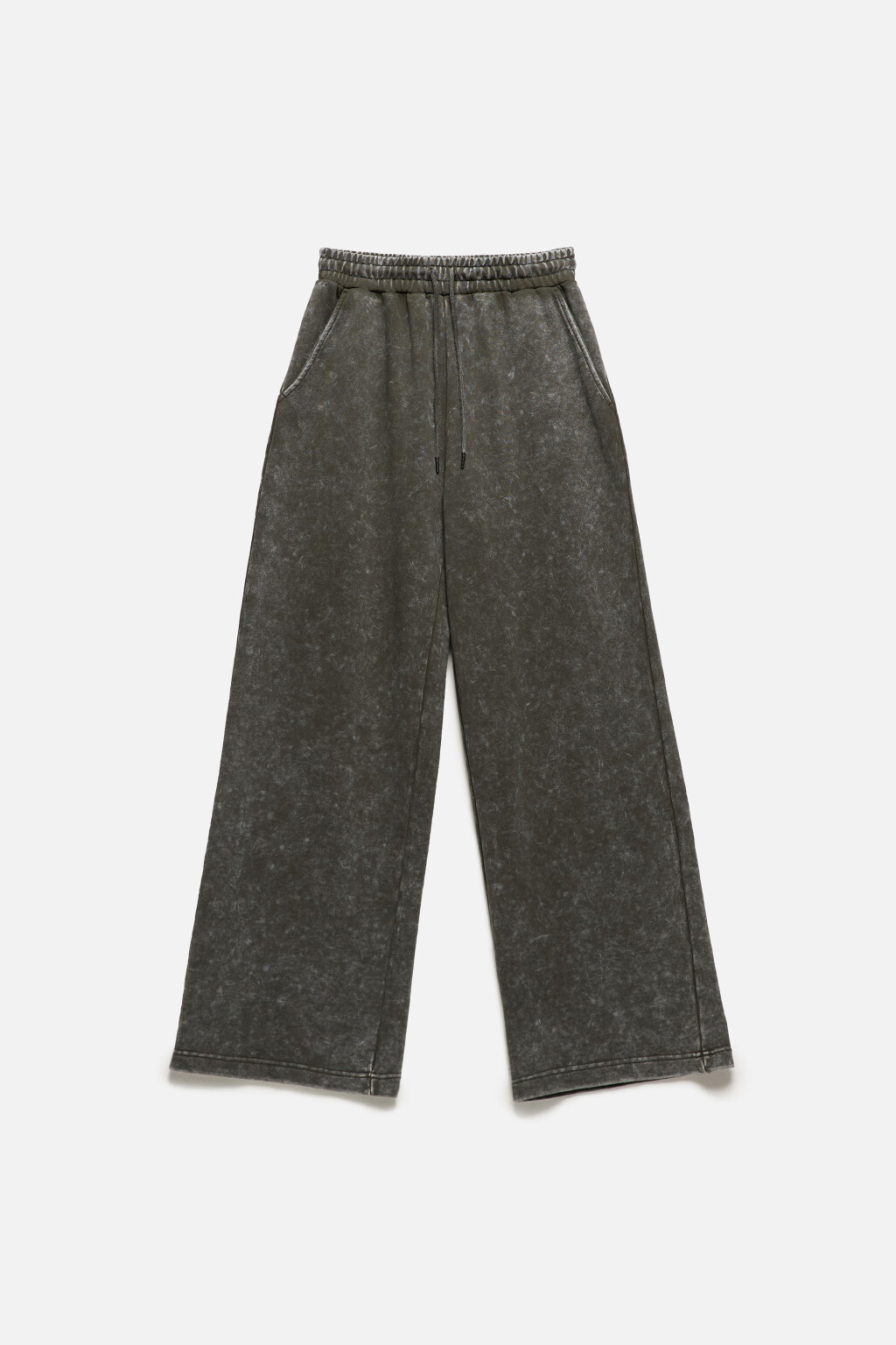 Брюки широкие трикотажные со стиркой - цвет зеленый - 8