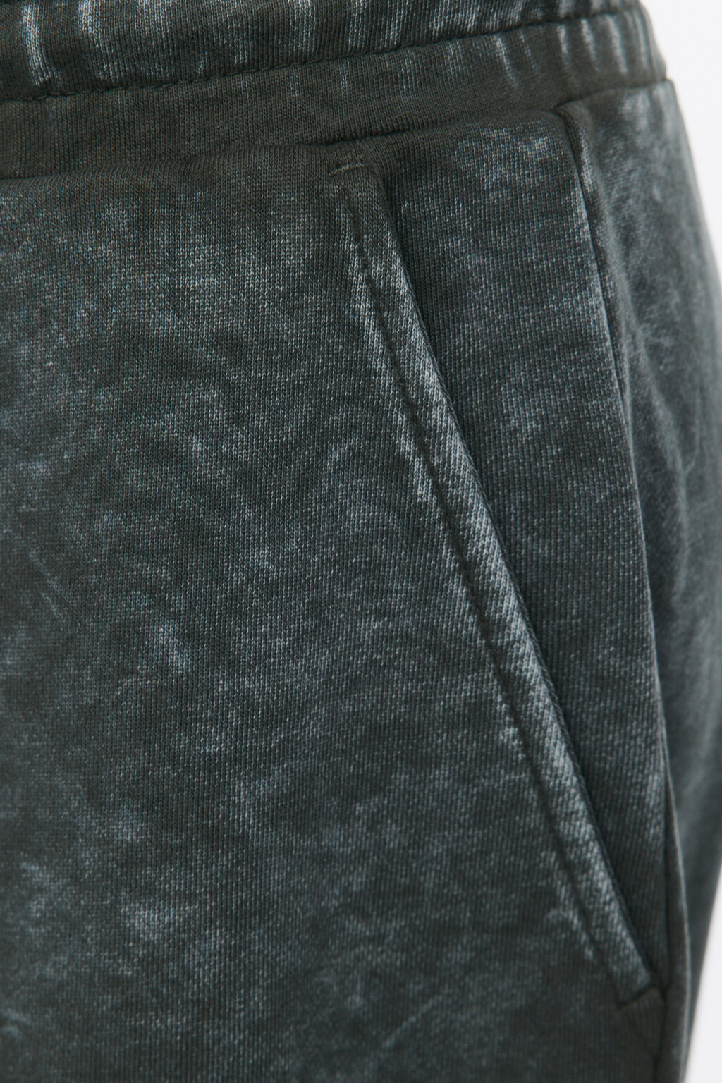 Брюки широкие трикотажные со стиркой - цвет зеленый - 7