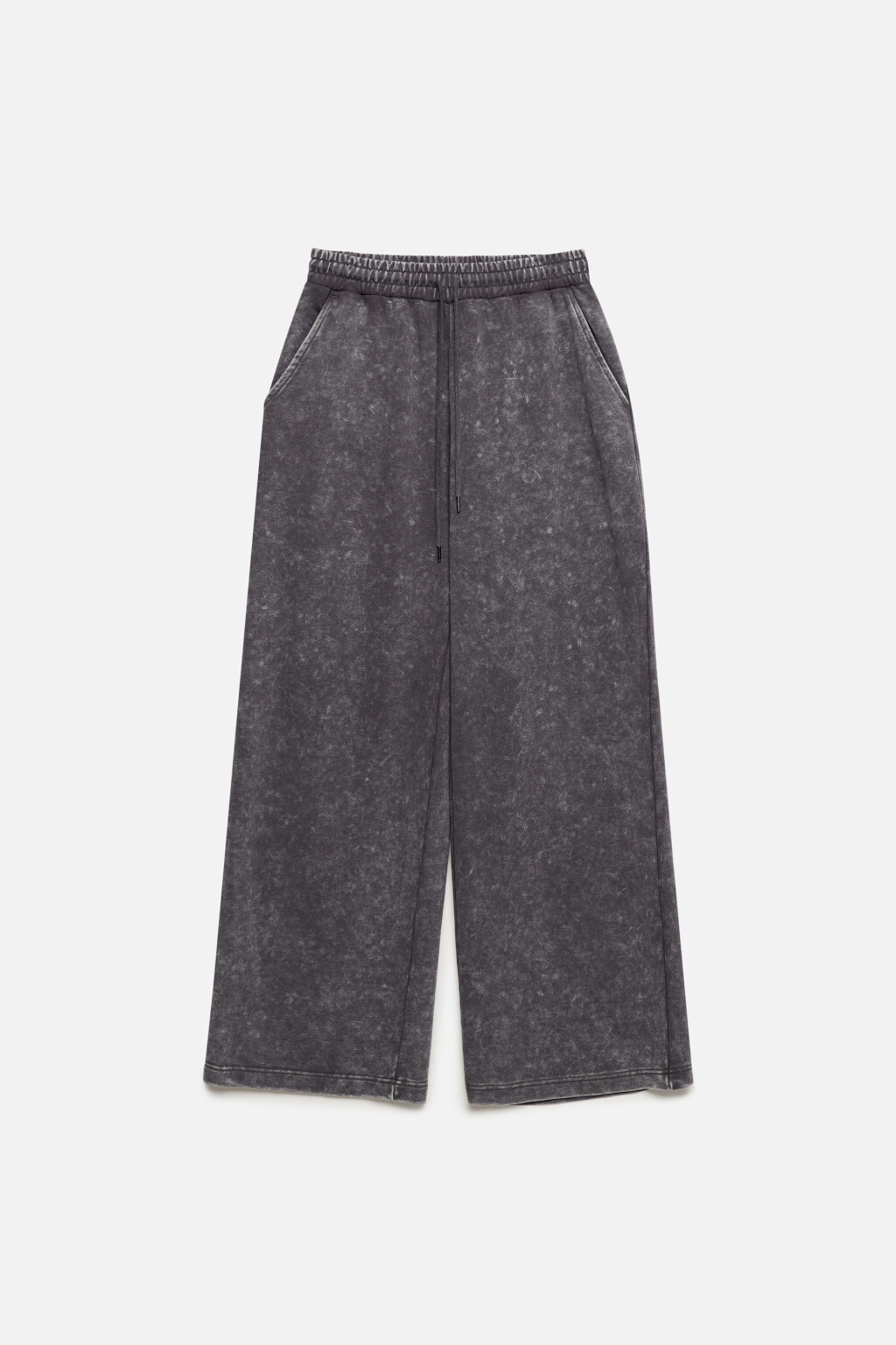 Брюки широкие трикотажные со стиркой - цвет серый - 8