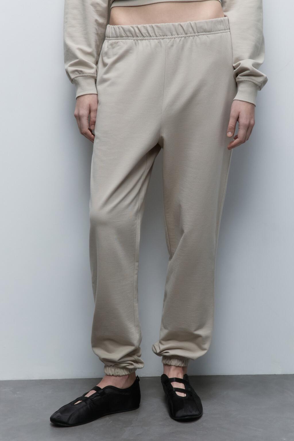 Брюки-джоггеры из хлопкового футера - цвет серый - 2