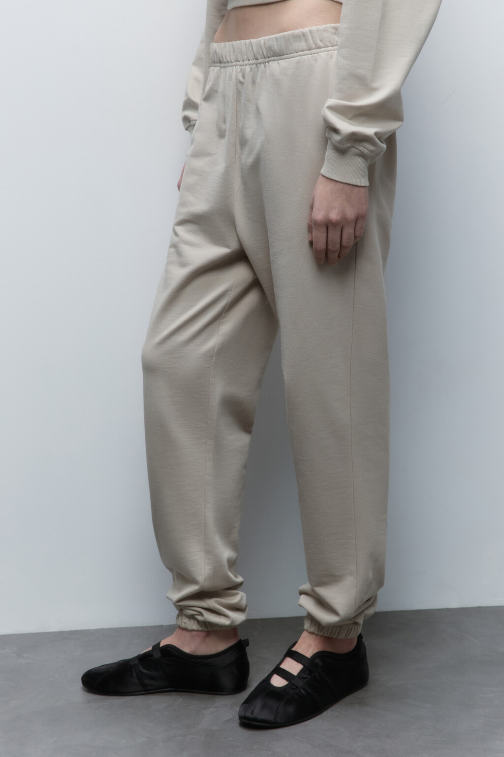 Брюки-джоггеры из хлопкового футера - цвет серый - 3