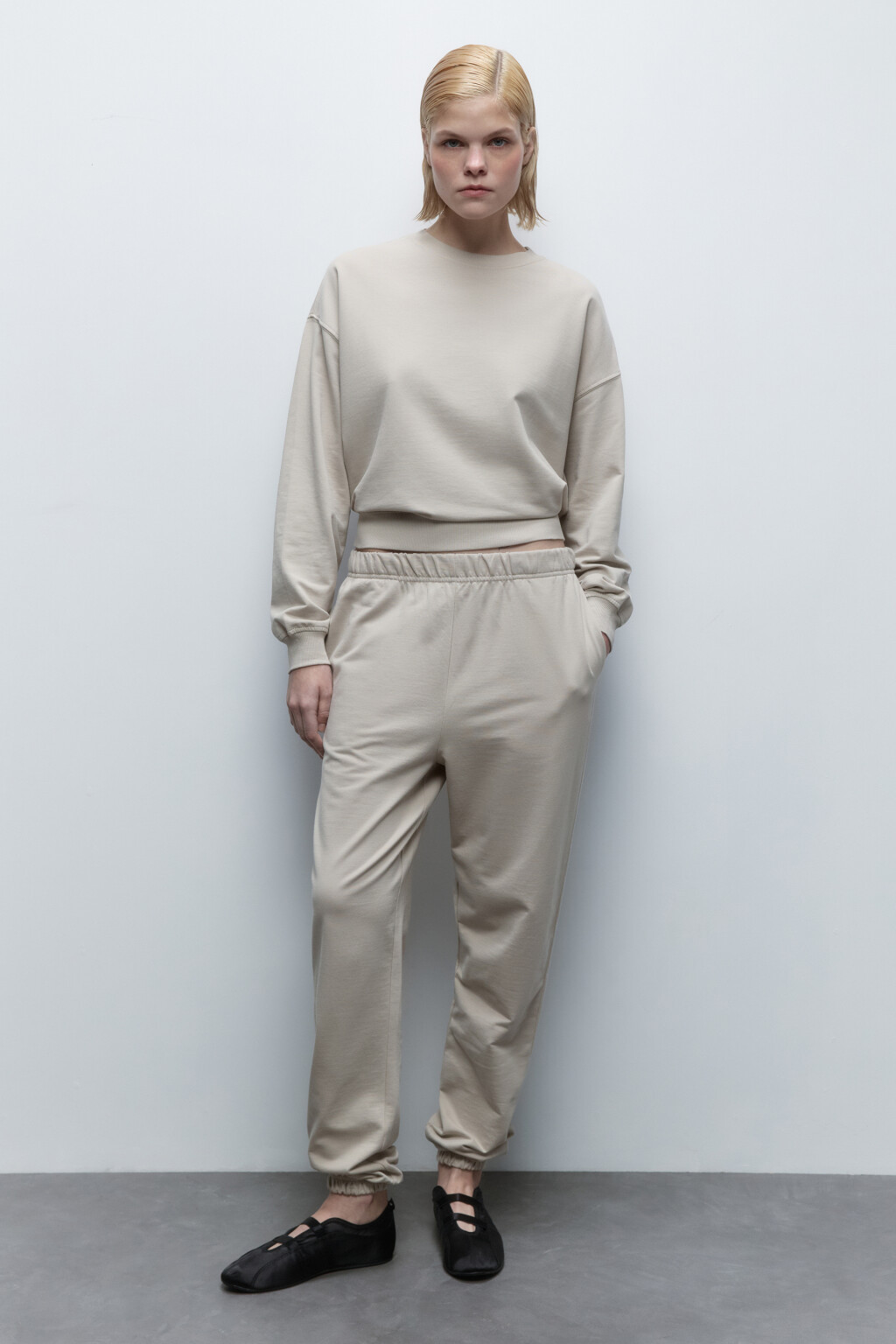 Брюки-джоггеры из хлопкового футера - цвет серый - 5