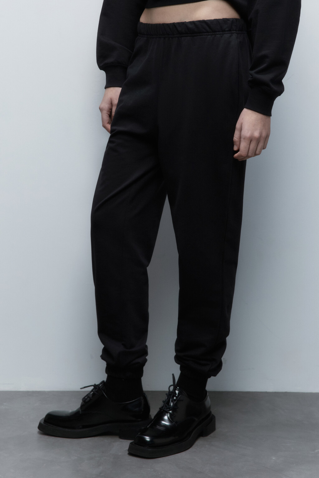 Брюки-джоггеры из хлопкового футера - цвет черный - 3