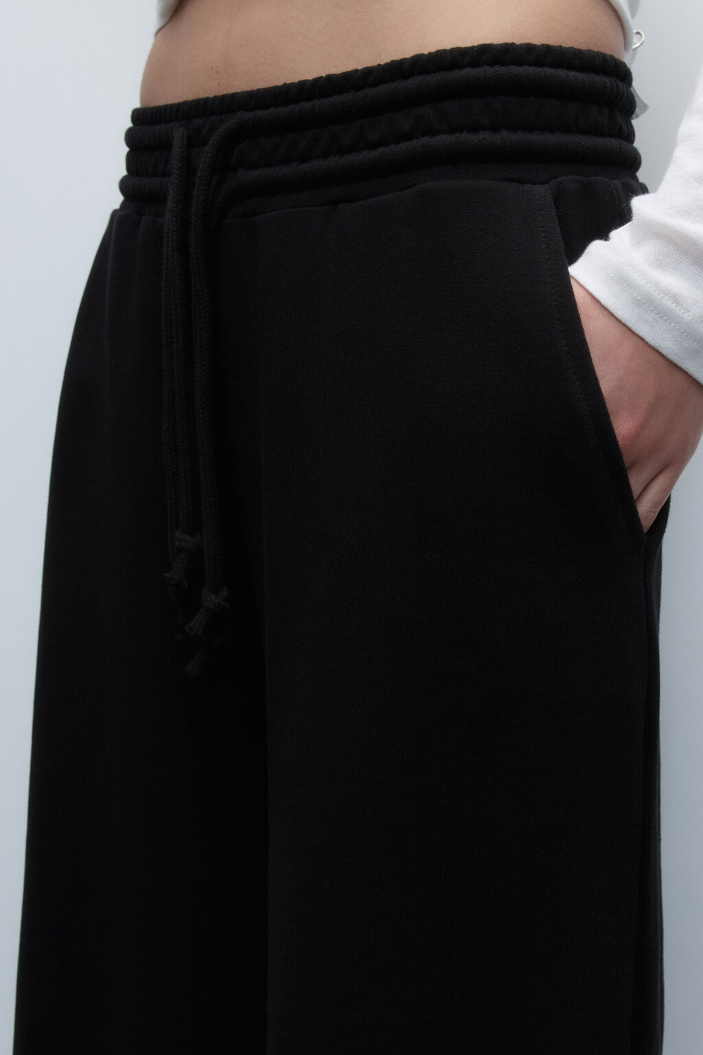 Брюки-палаццо широкие трикотажные - цвет черный - 7