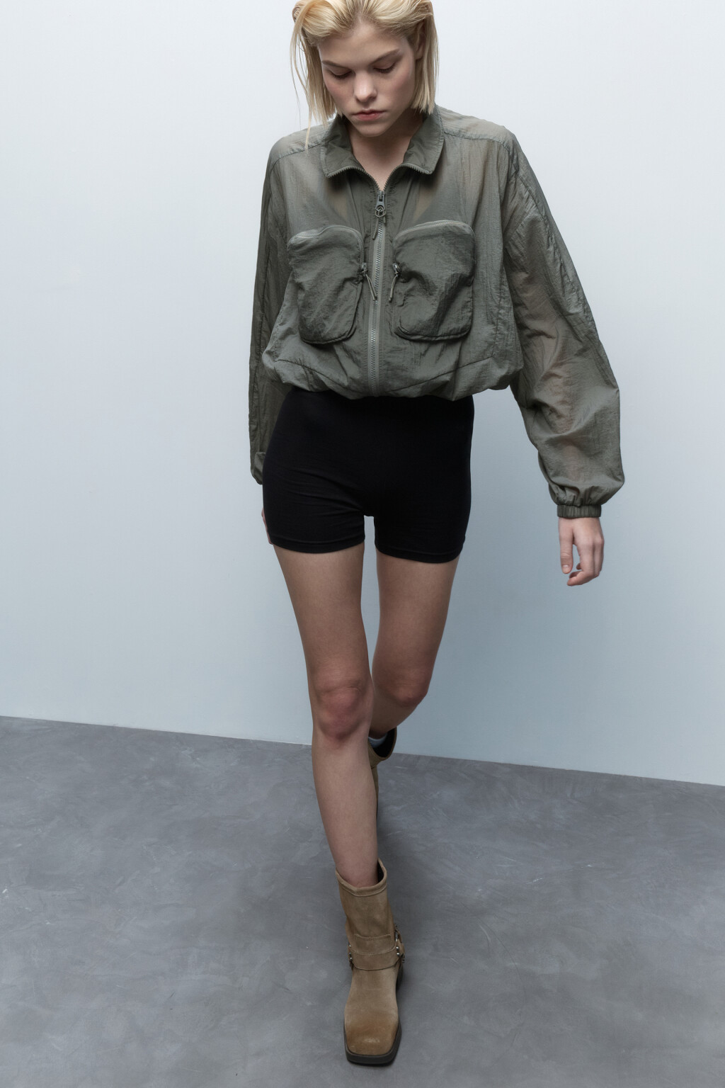 Шорты-велосипедки хлопковые с высокой посадкой - цвет черный - 1