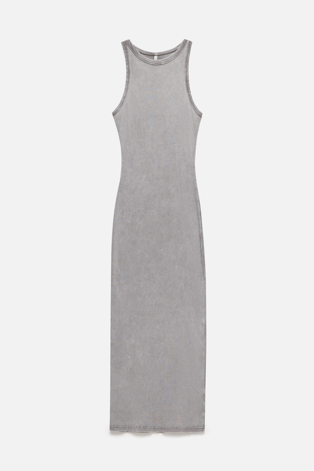 Платье-майка макси в рубчик с вареным эффектом - цвет серый - 9