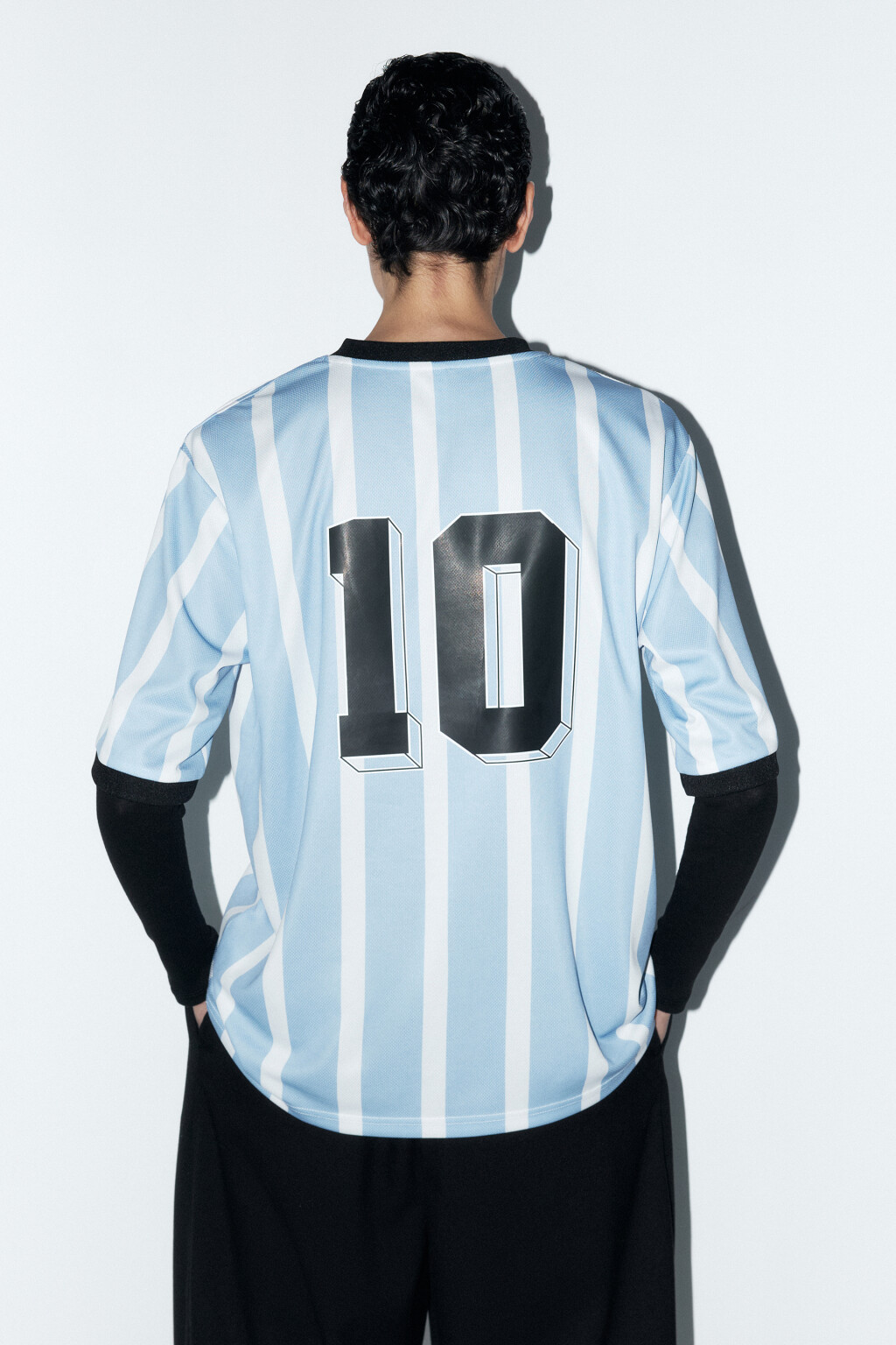 Футболка oversize со спортивным принтом - цвет голубой - 3