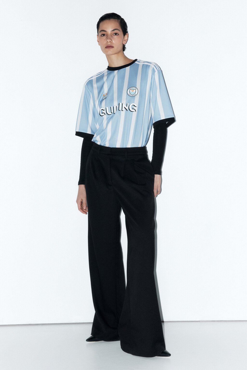 Футболка oversize со спортивным принтом - цвет голубой - 5