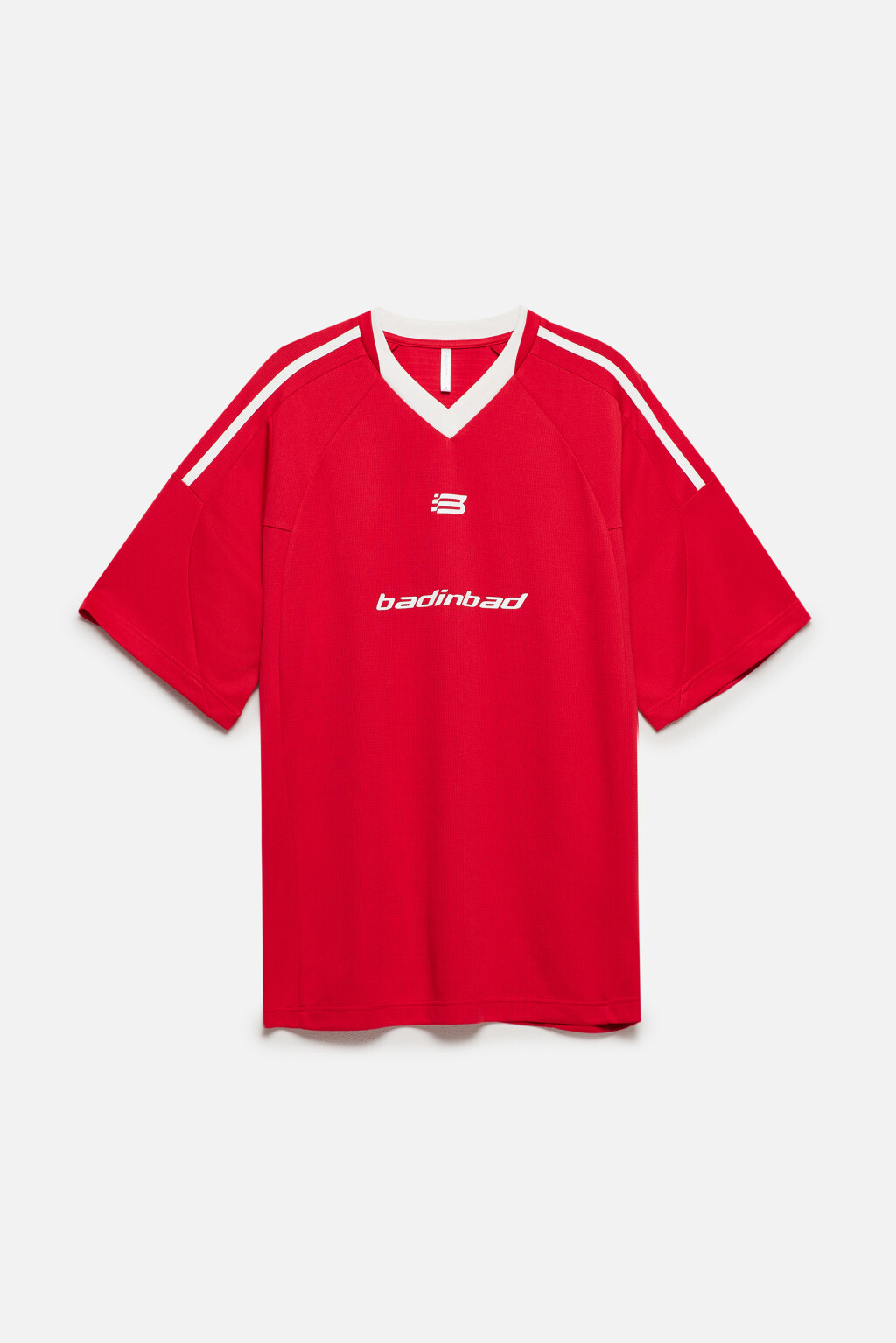 Футболка oversize с принтом и V-вырезом - цвет красный - 9