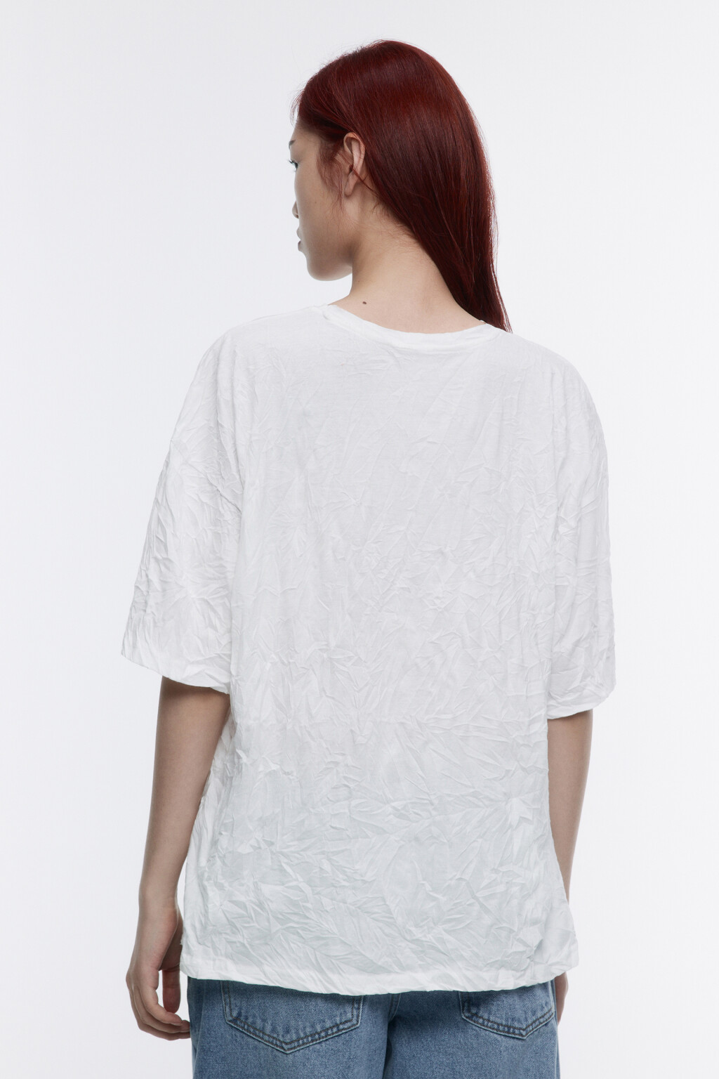 Футболка oversize с жатым эффектом - цвет белый - 5