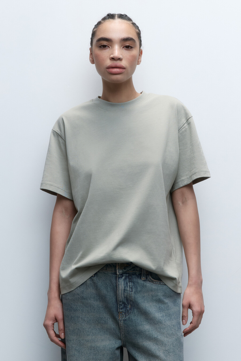 Футболка из хлопка базовая - цвет зеленый - 2