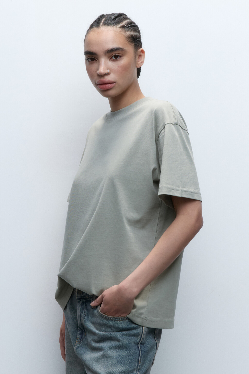 Футболка из хлопка базовая - цвет зеленый - 3