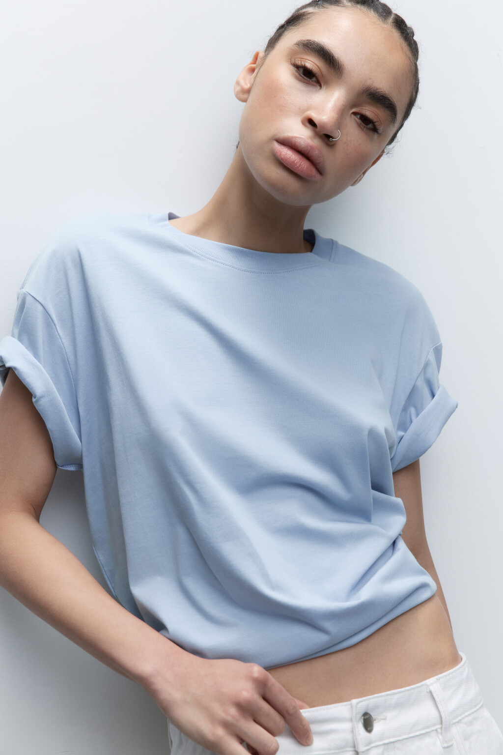 Футболка из хлопка базовая - цвет голубой - 1