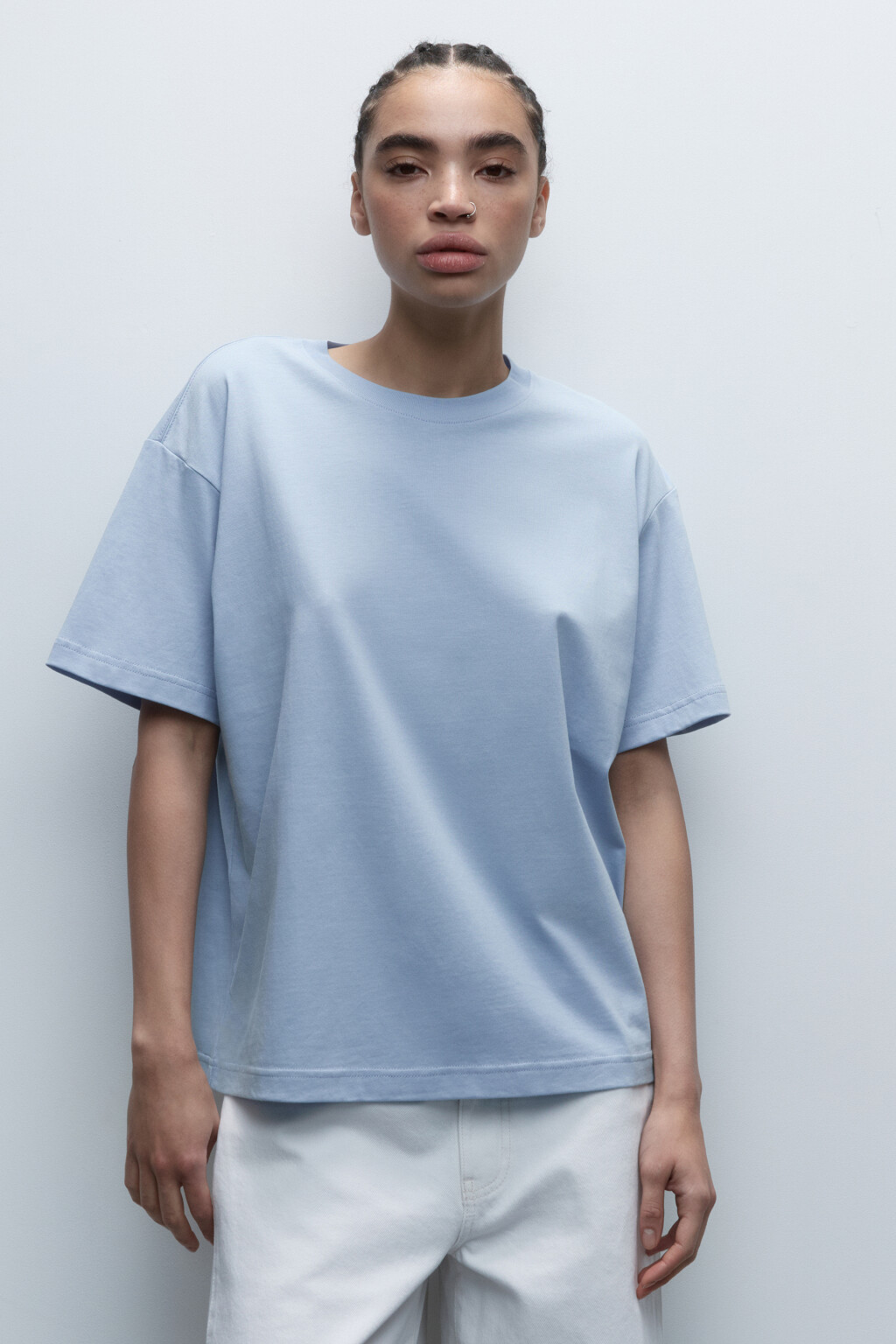 Футболка из хлопка базовая - цвет голубой - 2