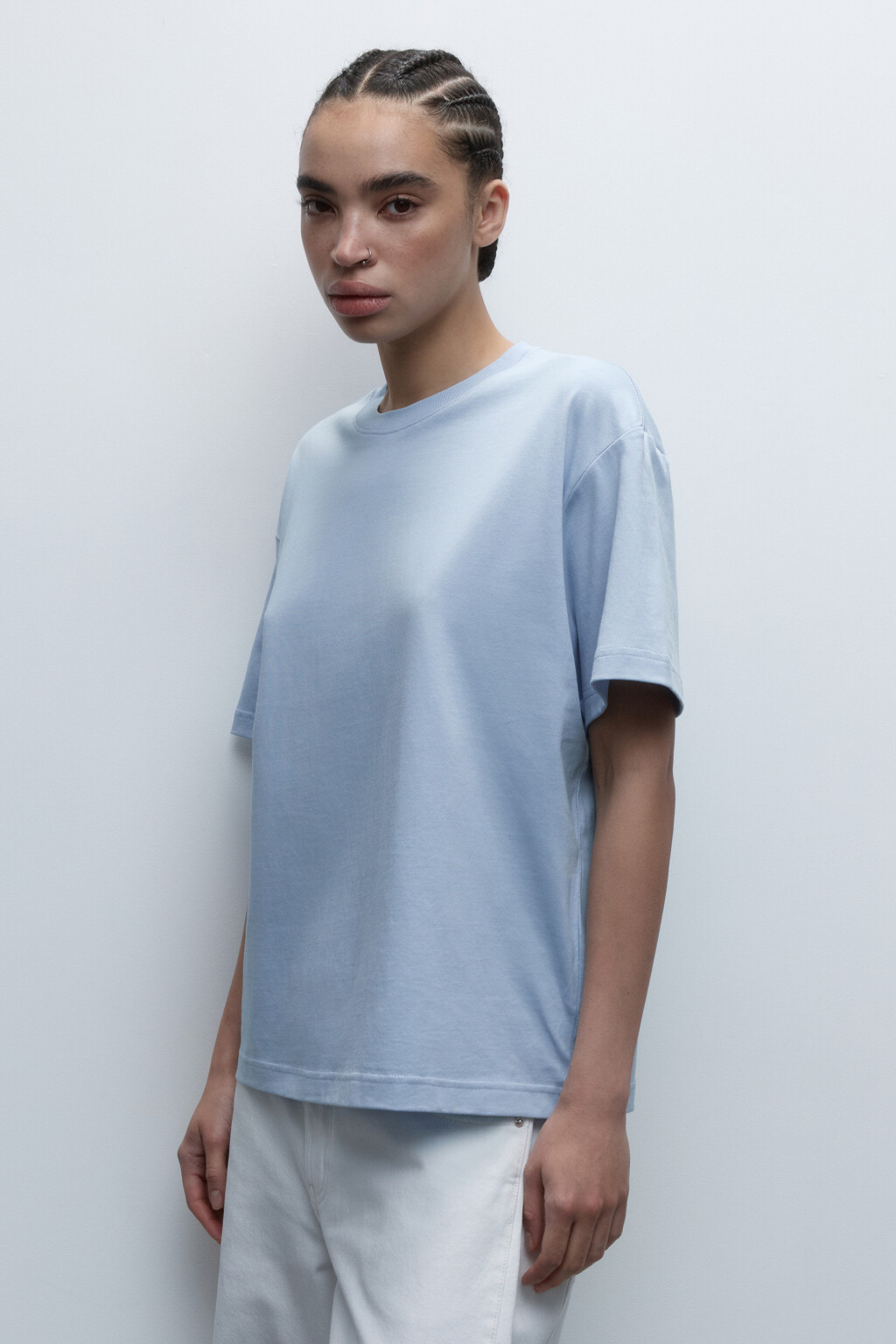 Футболка из хлопка базовая - цвет голубой - 3