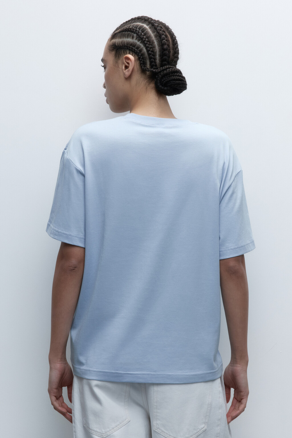 Футболка из хлопка базовая - цвет голубой - 4