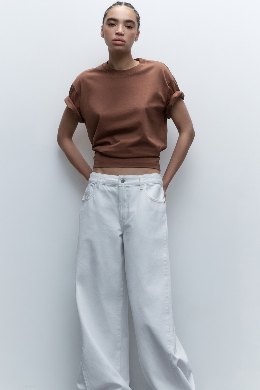 Футболка из хлопка базовая - цвет коричневый - 1